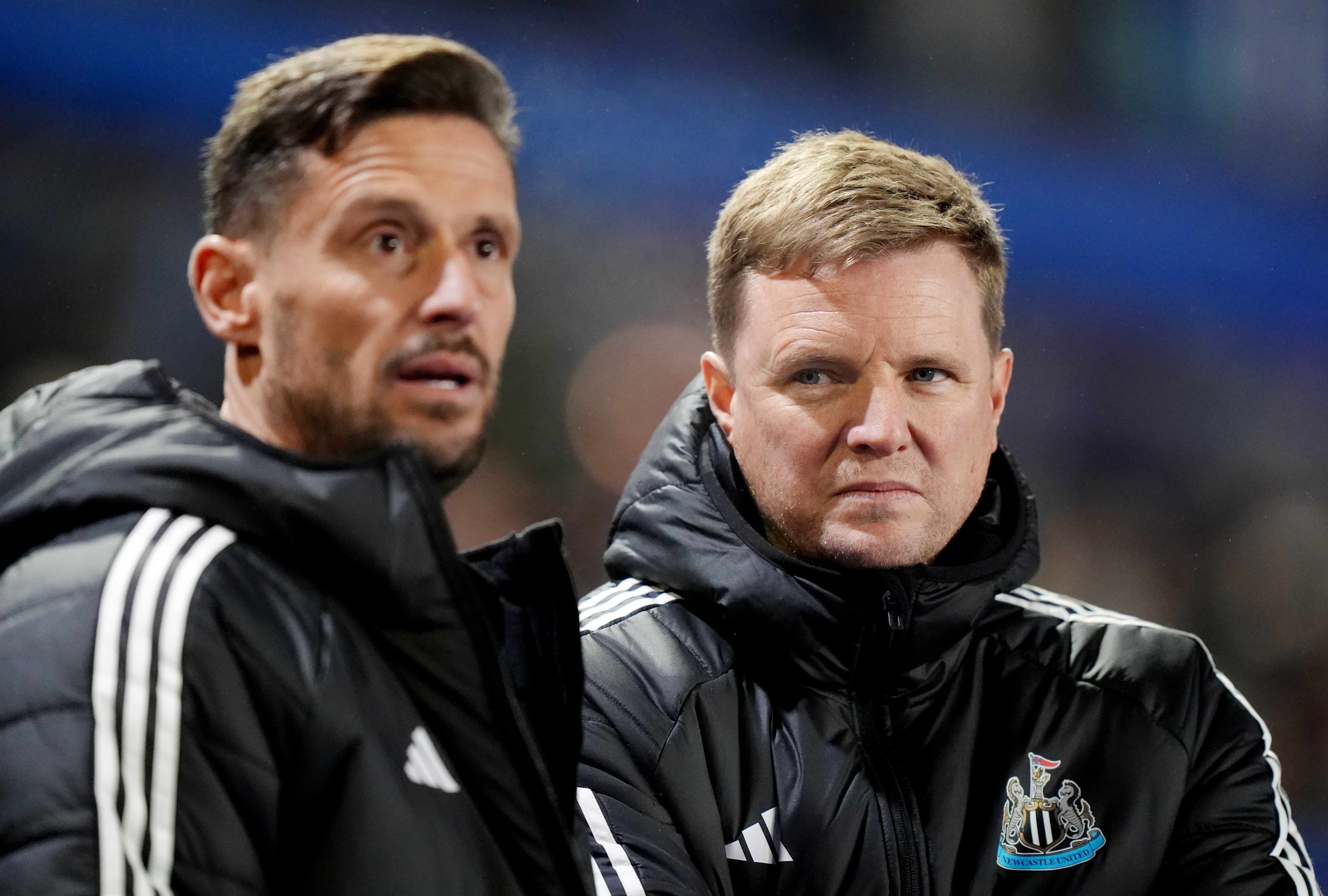 Eddie Howe (right) will miss Newcastle's next two matches with assistant manager Jason Tindall taking the reins
