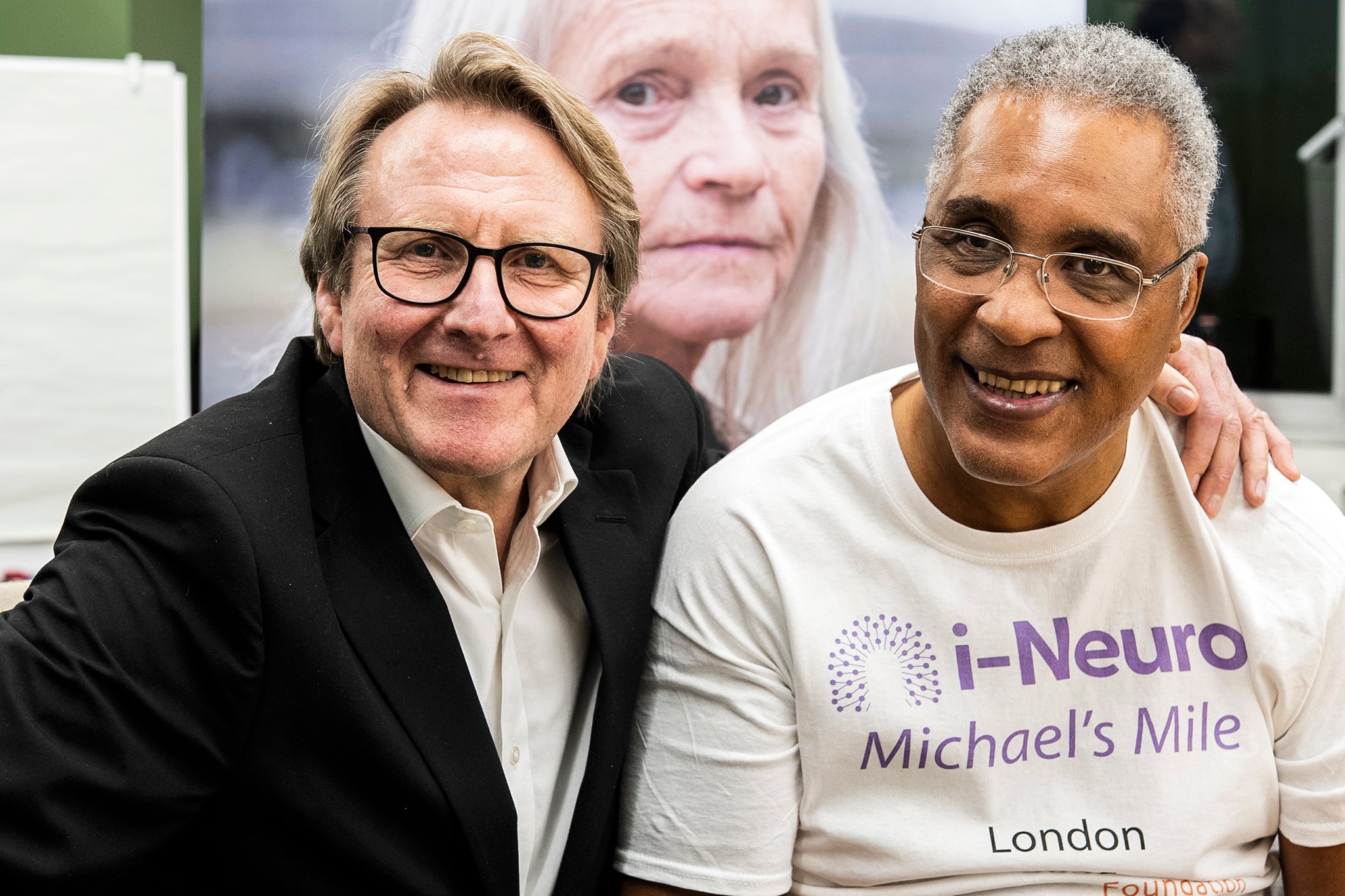 Watson with neurosurgeon Peter Hamlyn, who saved his life in 1991