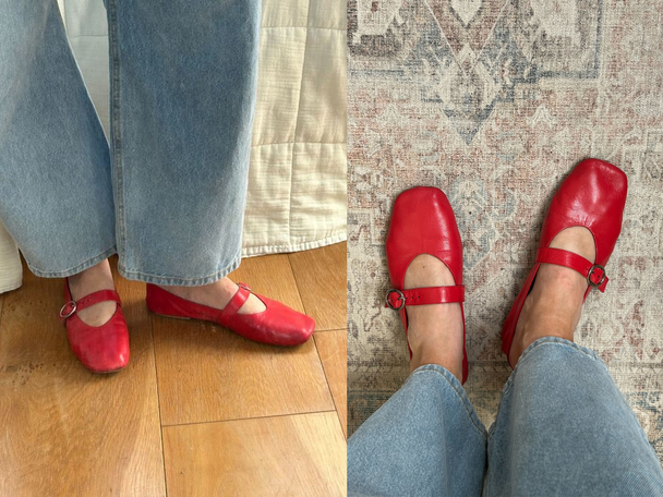 Asos Design luxe premium leather Mary Jane ballet flats 