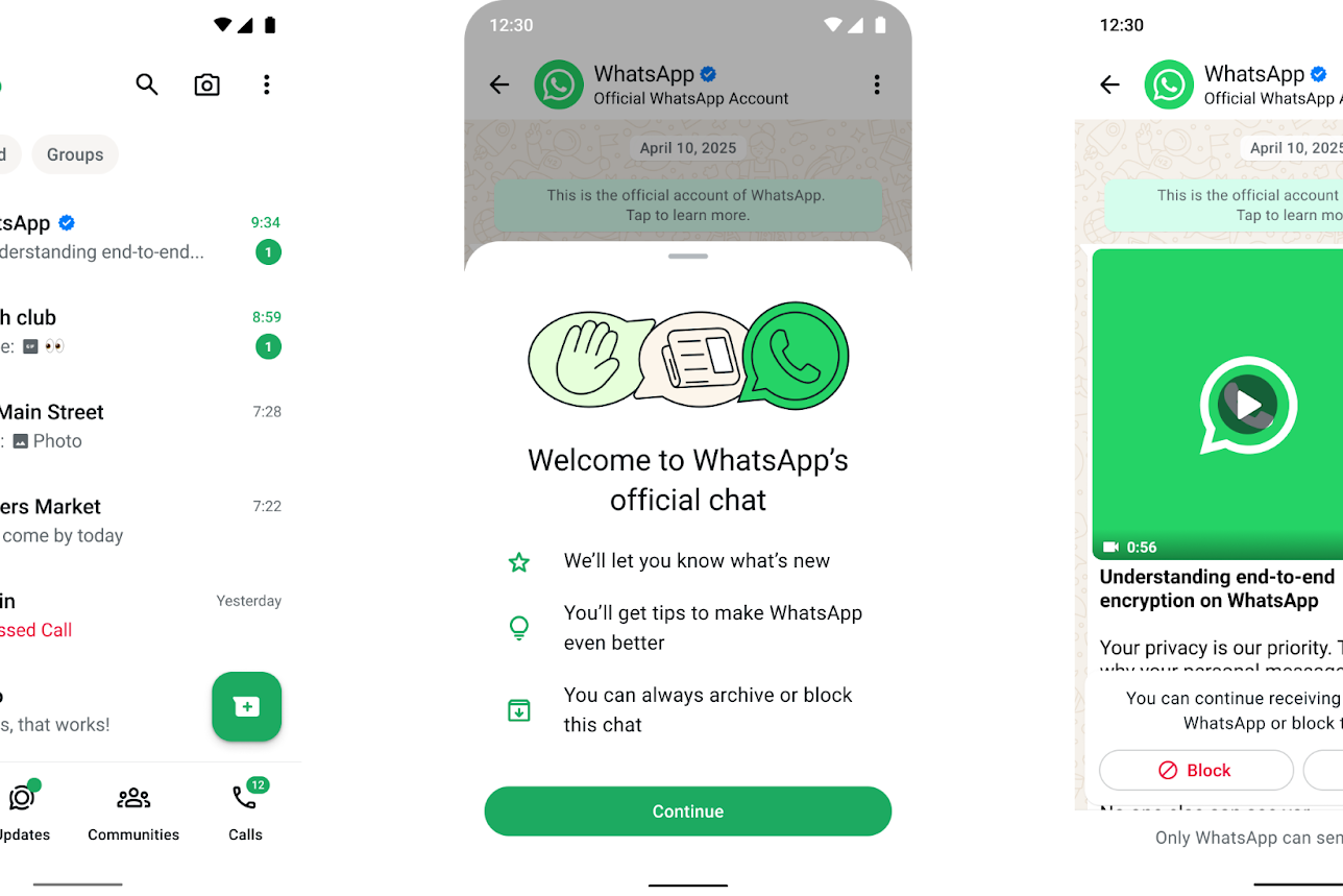 A new WhatsApp chat feature will message users about online safety (Meta/PA)