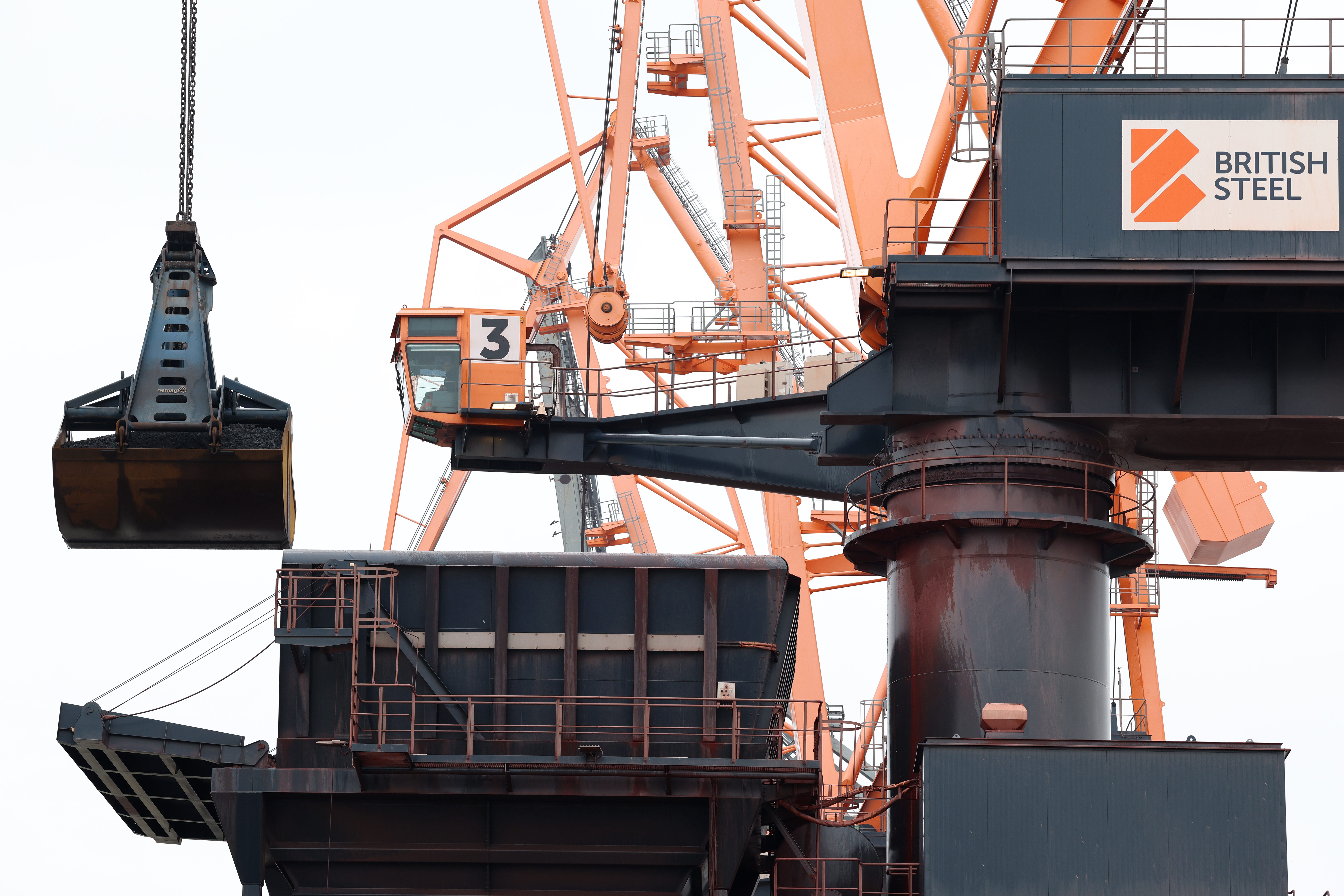 Coking coal is unloaded at Immingham Port in North Lincolnshire, destined for British Steel at Scunthorpe (Darren Staples/PA)