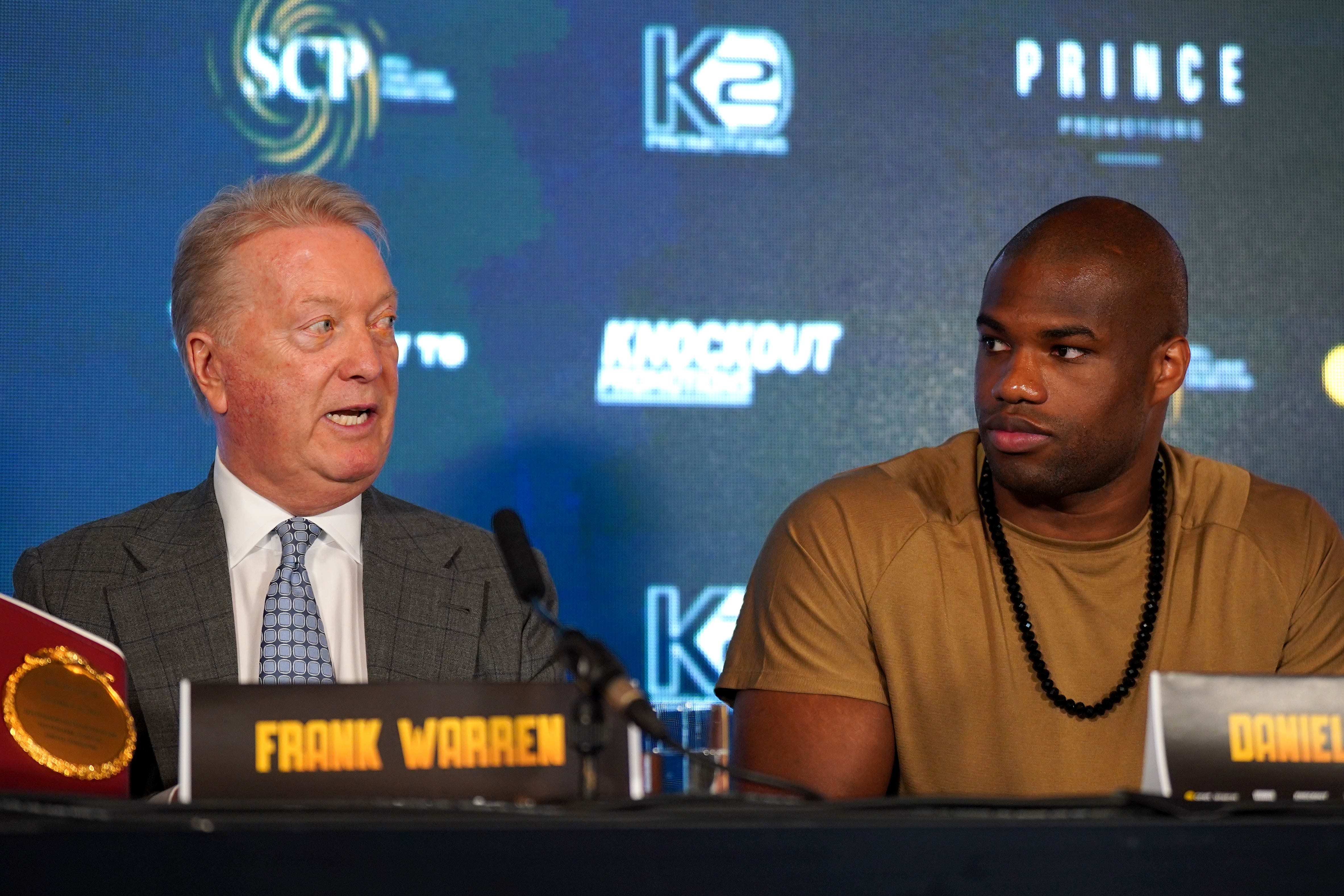 Boxing promoter Frank Warren (left) and Daniel Dubois (Yui Mok/PA)