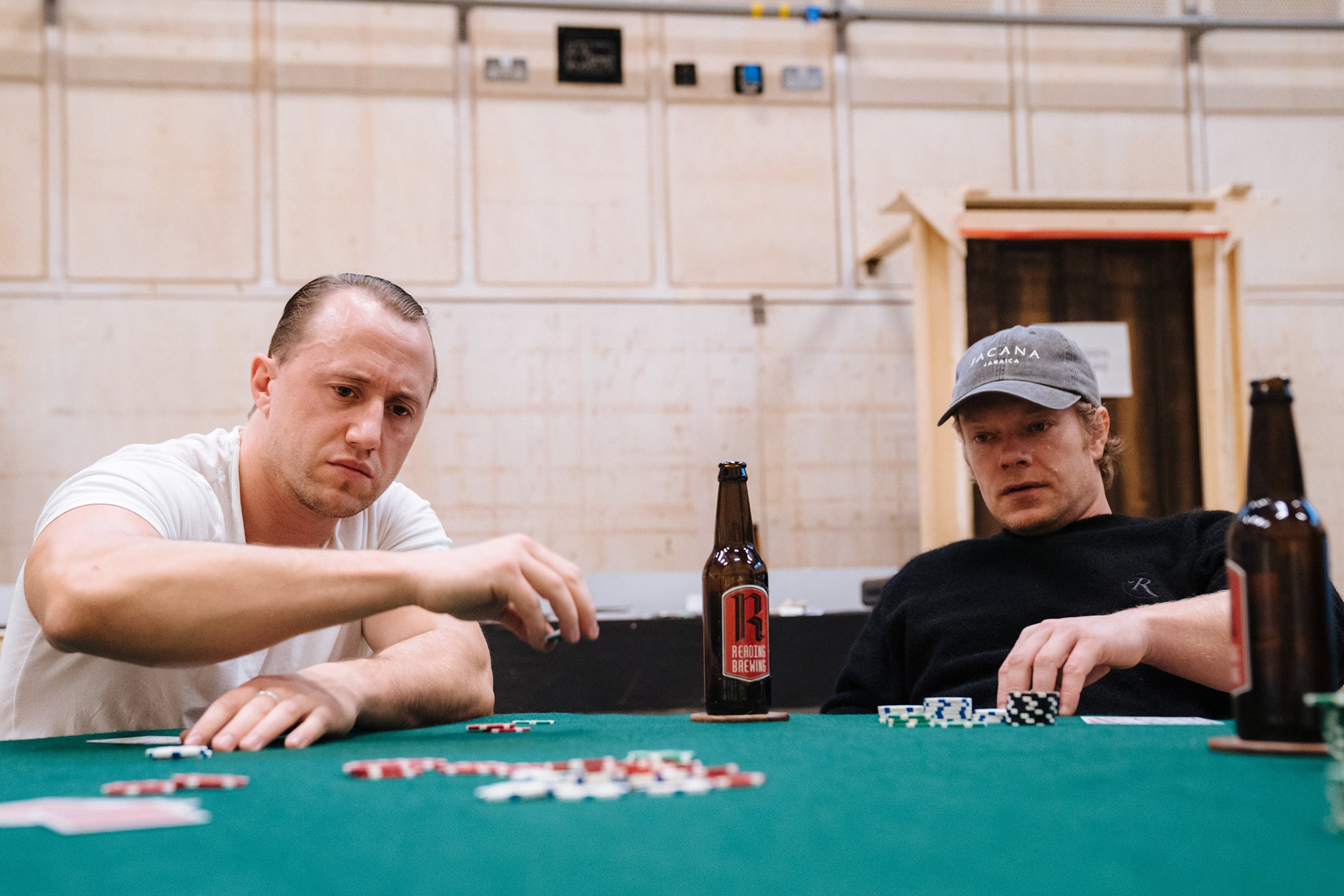 The chips are down: Theo Barklem-Biggs and Alfie Allen in rehearsal