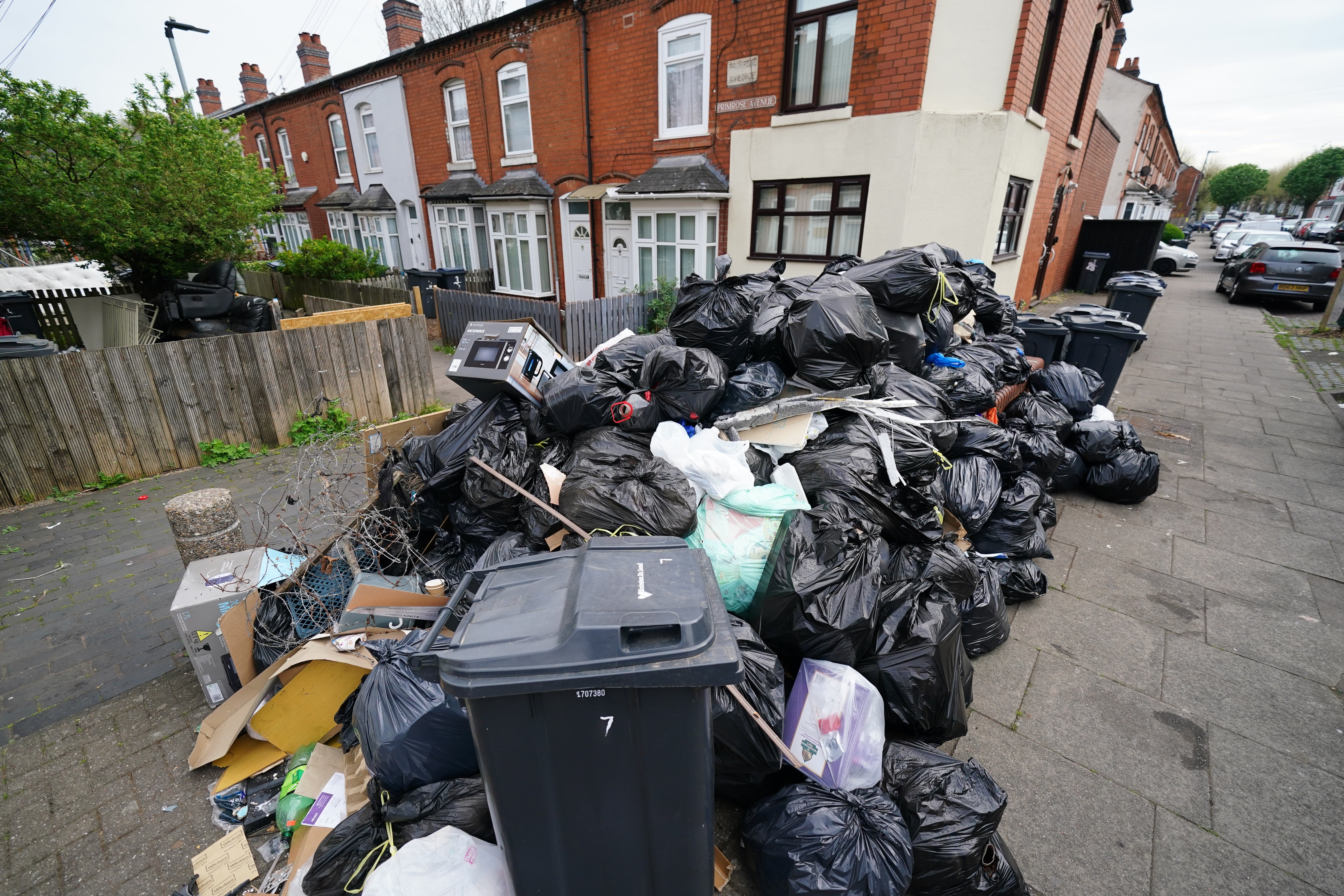 Waste has been left on the streets since bin workers went on strike seven weeks ago (Jacob King/PA)
