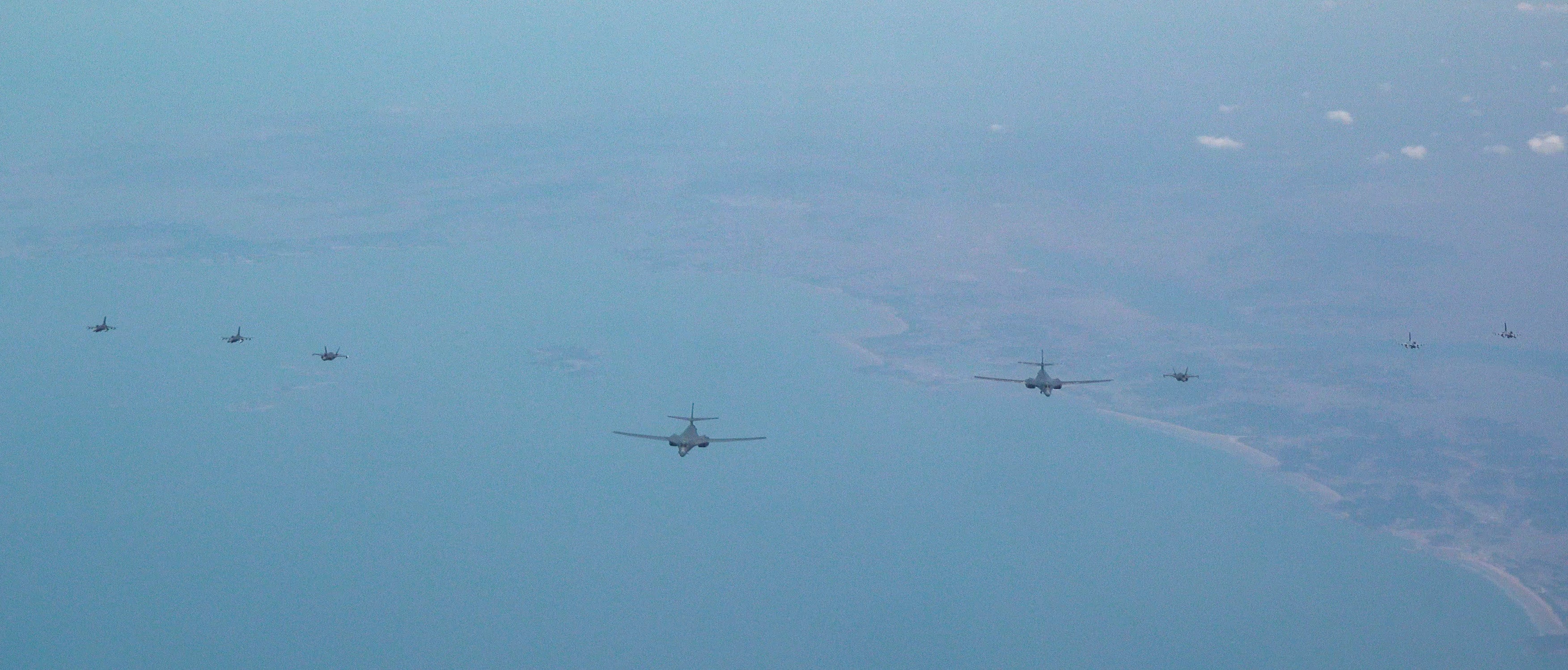 South Korean and US fighter jets fly over South Korea during a joint air drill