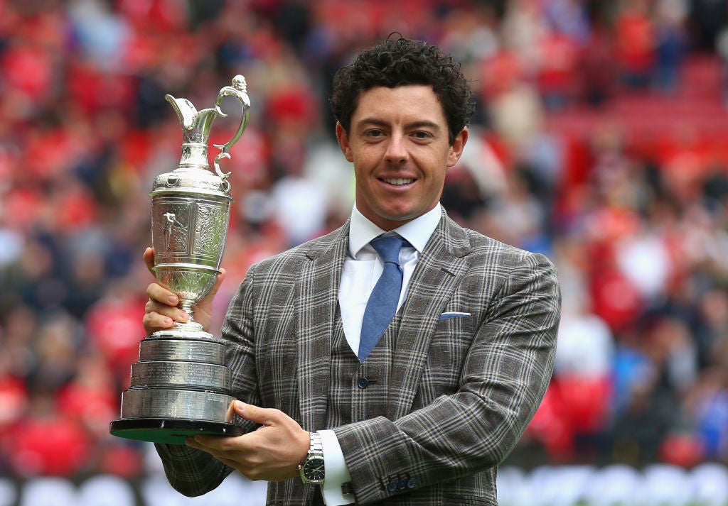 Rory McIlroy posed with his "Claret Jug" at Old Trafford in 2014