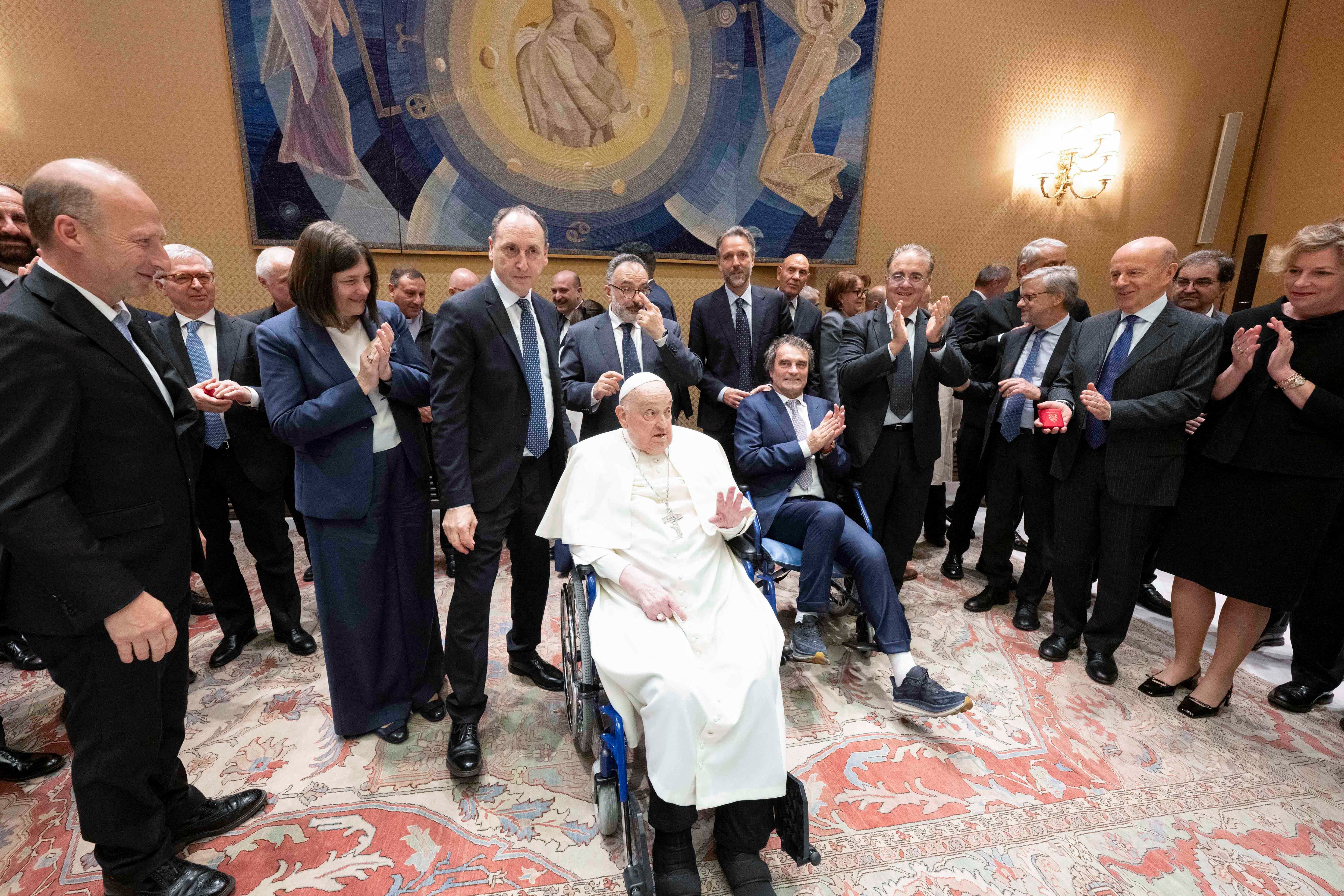 Pope Francis meets with personnel from Gemelli hospital and Vatican medical staff
