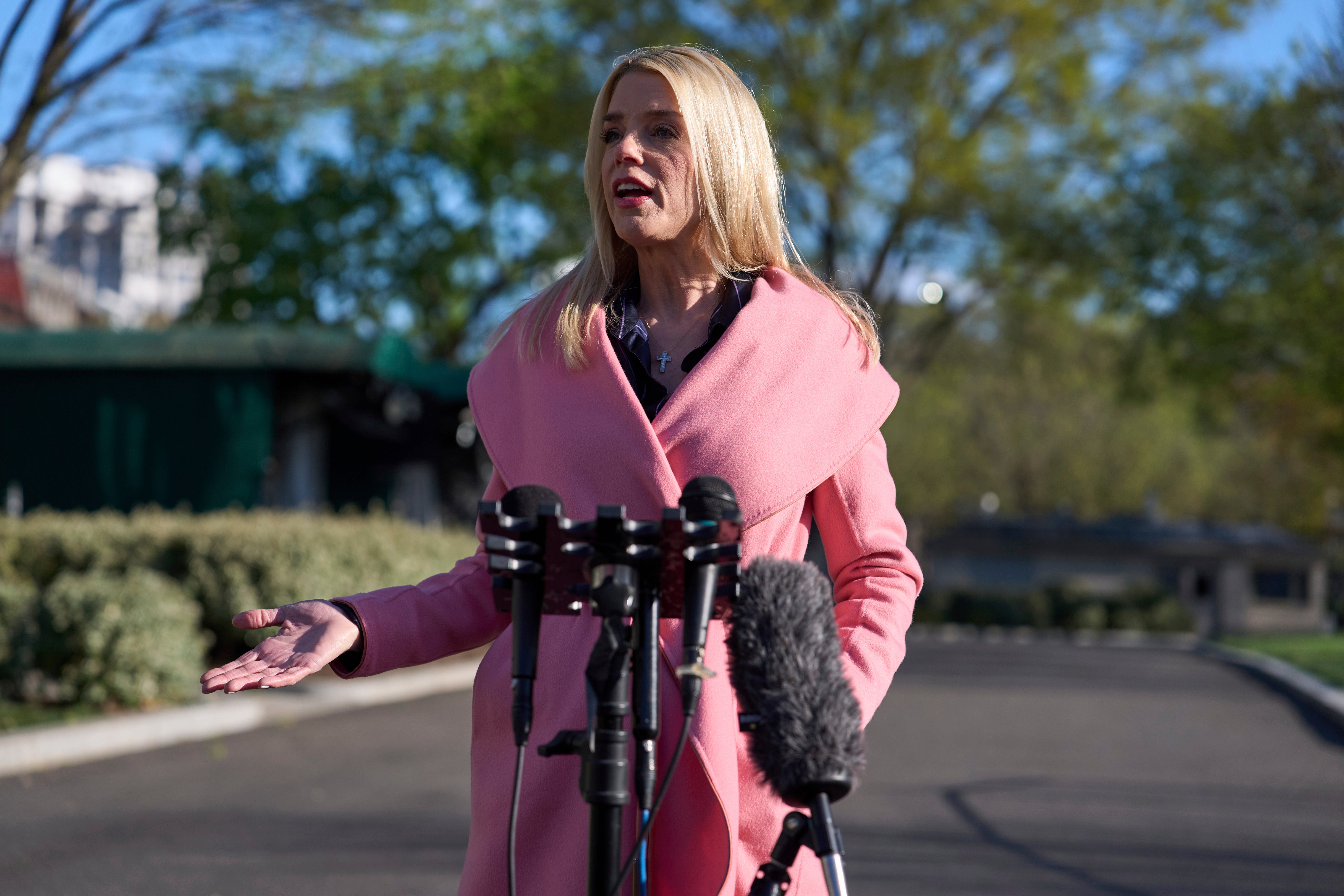 Attorney General Pam Bondi announces the Trump administration is suing Maine