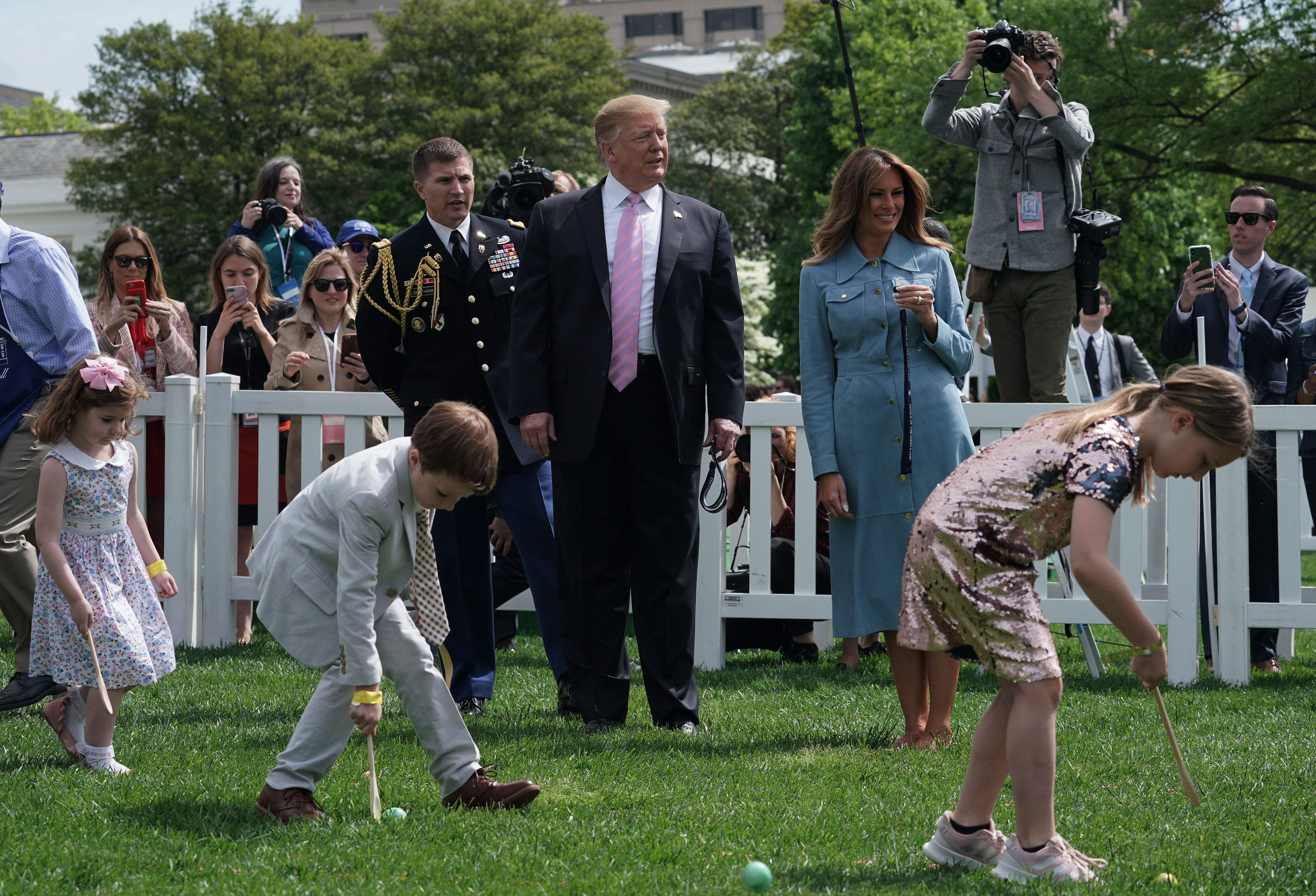 President Donald Trump will host the annual White House Easter Egg Roll on Monday alongside First Lady Melania Trump