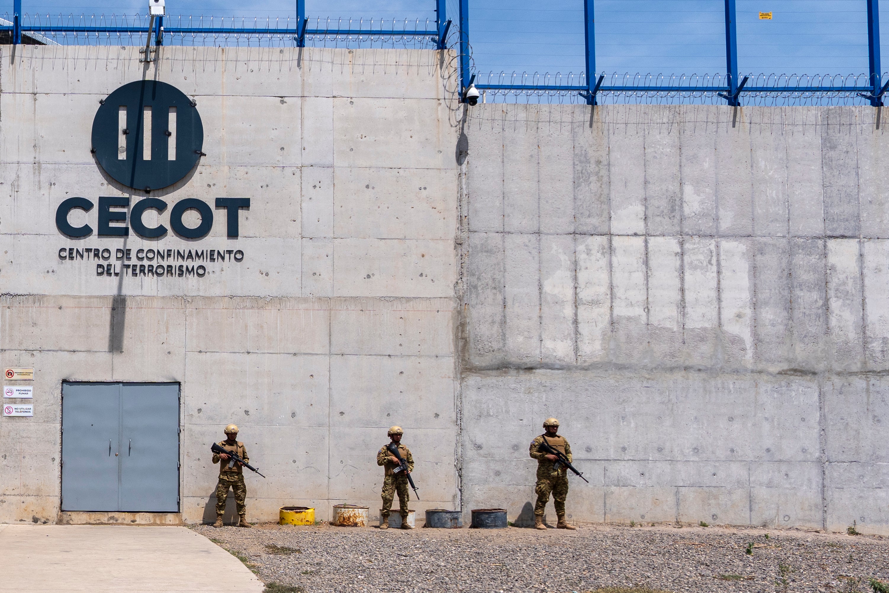 The exterior of the notorious CECOT prison in El Salvador where Maiker Espinoza Escalona is being held