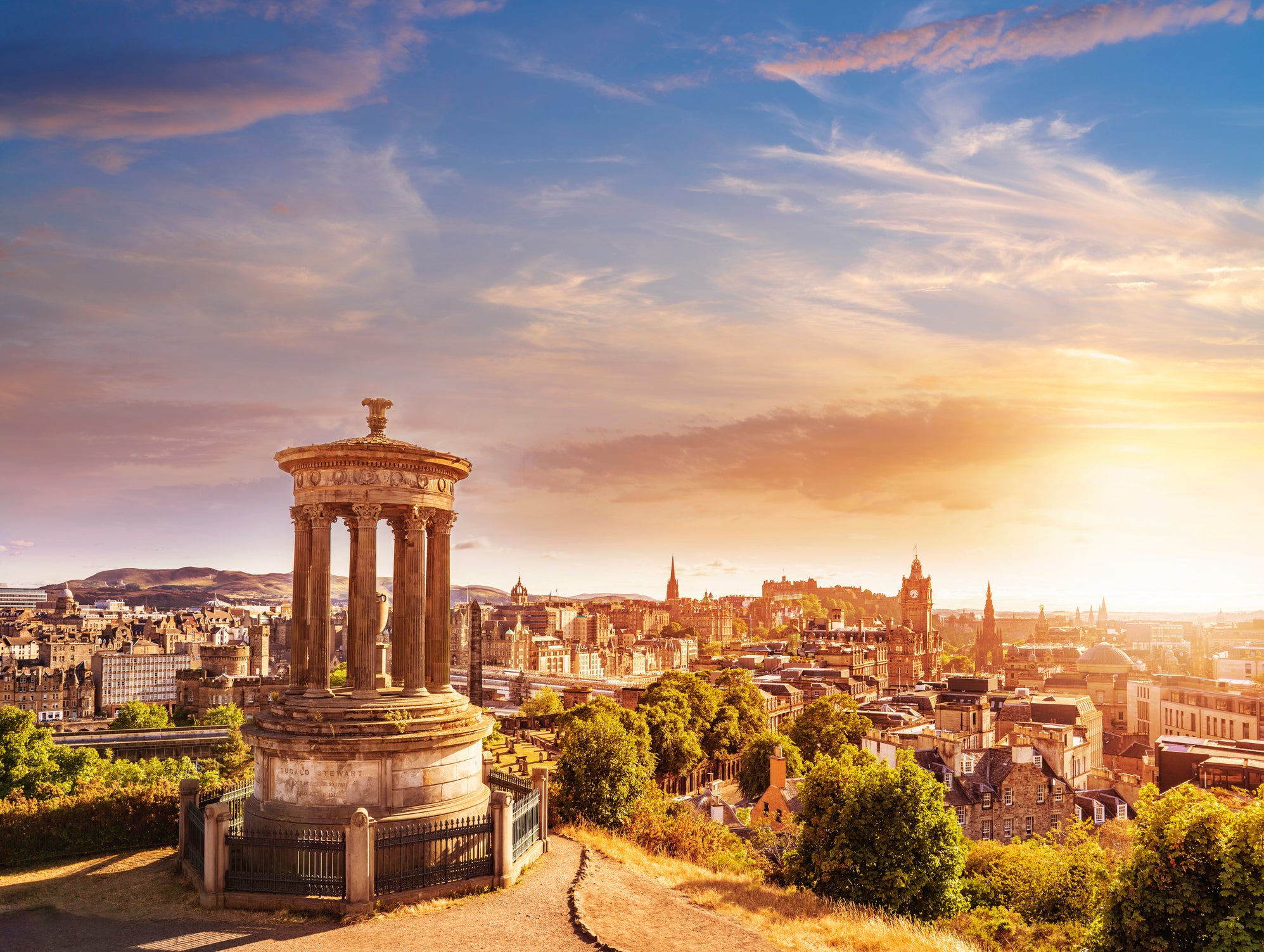 Sunset over Edinburgh from Calton Hill