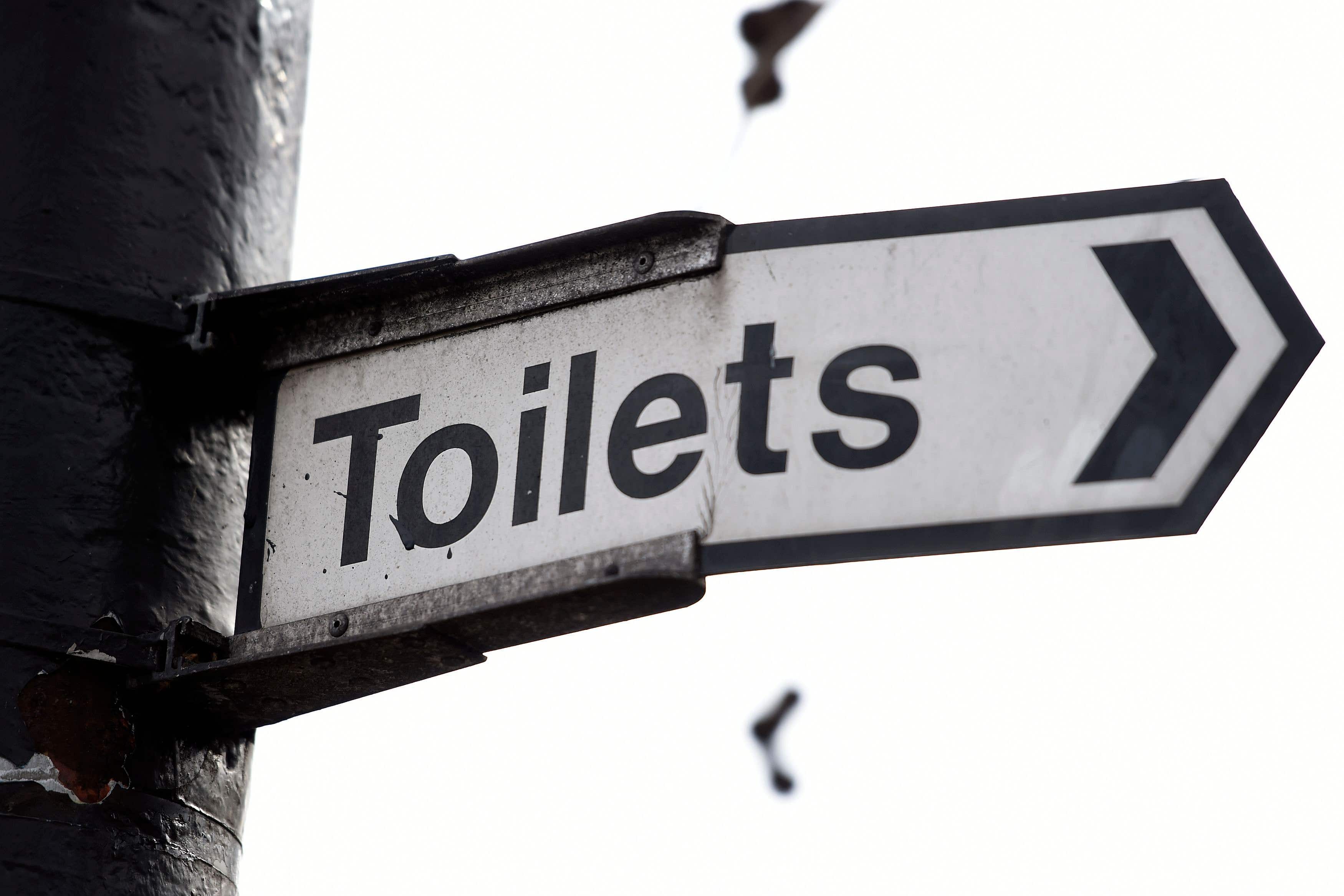 A sign for public toilets in London(Lauren Hurley/PA)