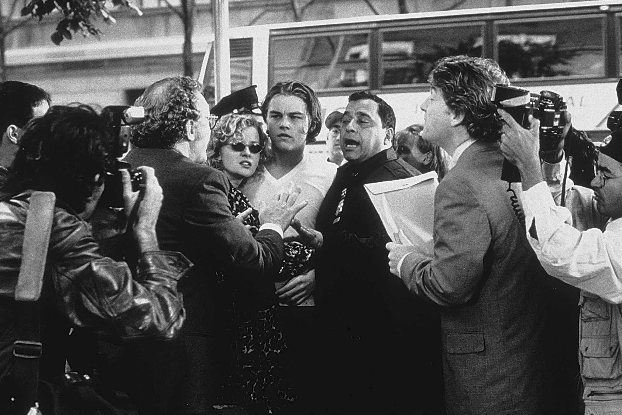 Leonardo DiCaprio (centre) in Woody Allen’s ‘Celebrity’ (1998)