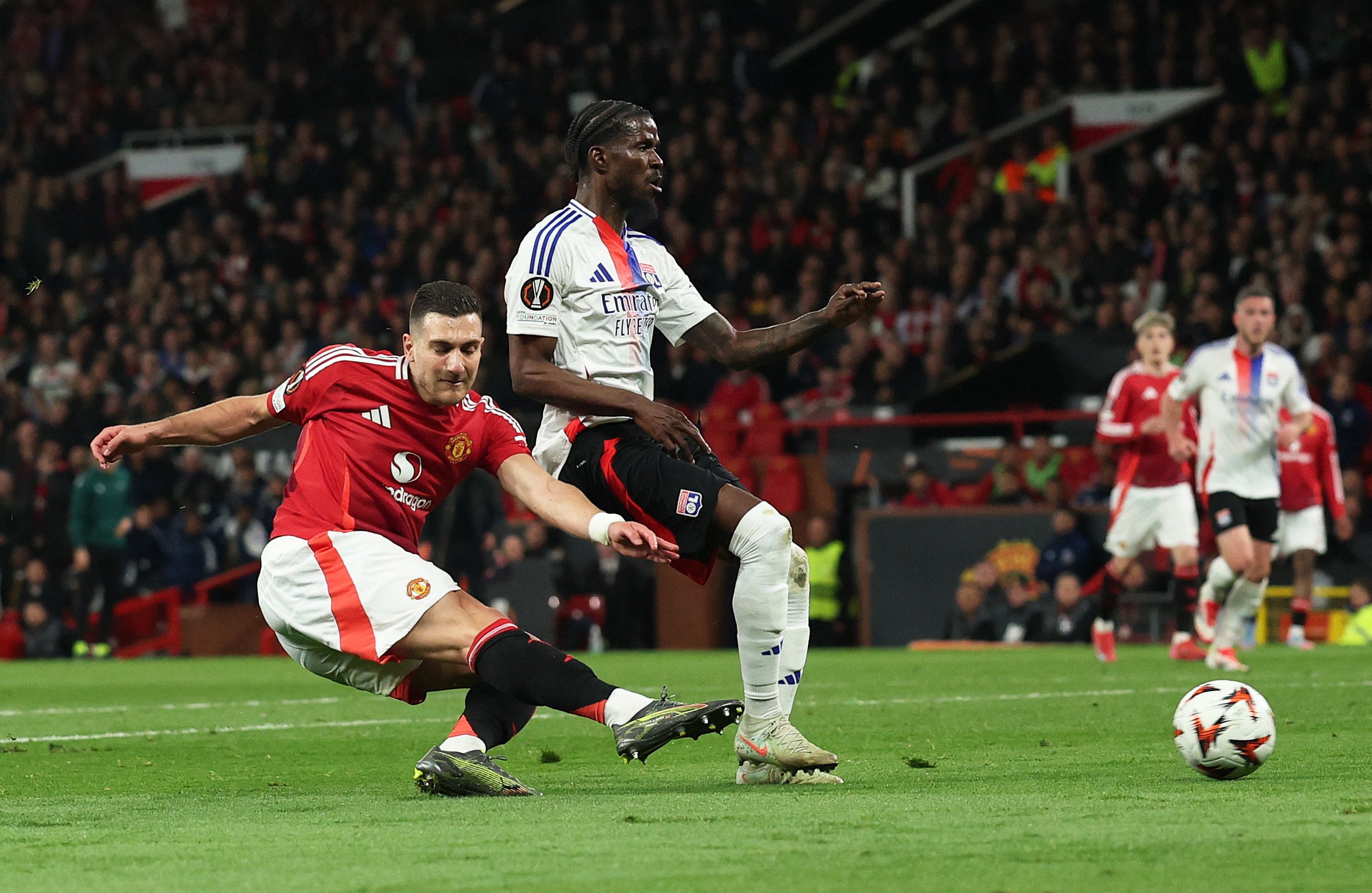 Diogo Dalot slots in United's second goal on stroke of half-time