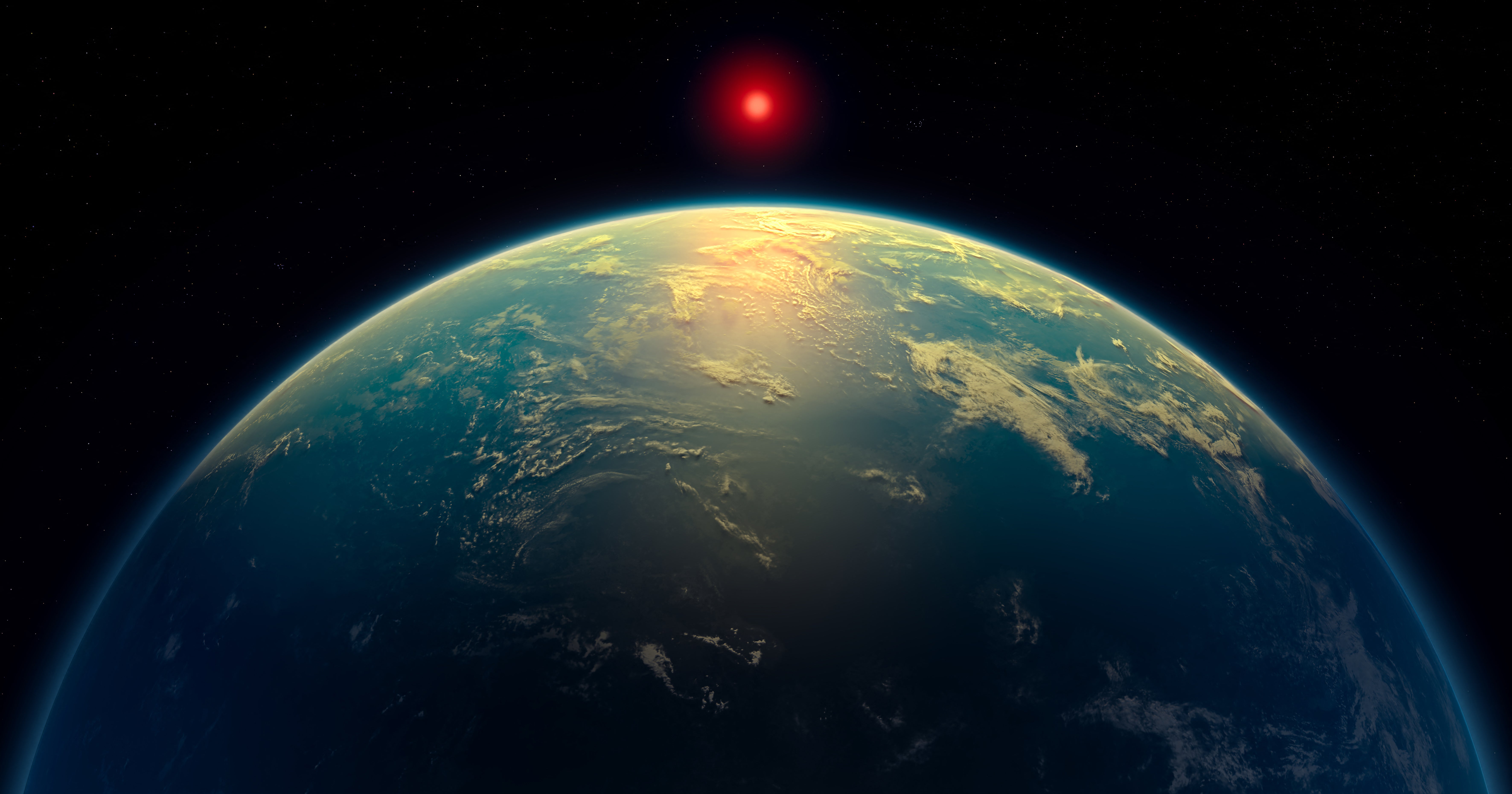 A handout artist's impression released by N. Madhusudhan/University of Cambridge shows an envisioned exoplanet K2-18b super-Earth, where astronomers say they have found ‘hints’ that could indicate a planet ‘teeming with life’ outside our solar system