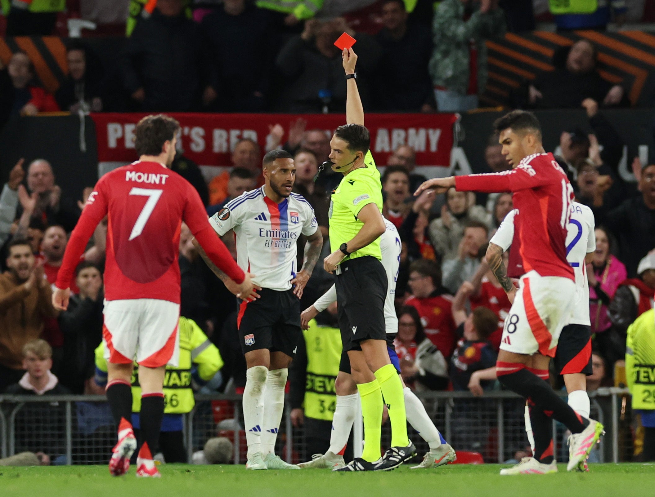 Corentin Tolisso is dismissed late in the game after kick-starting Lyon’s comeback