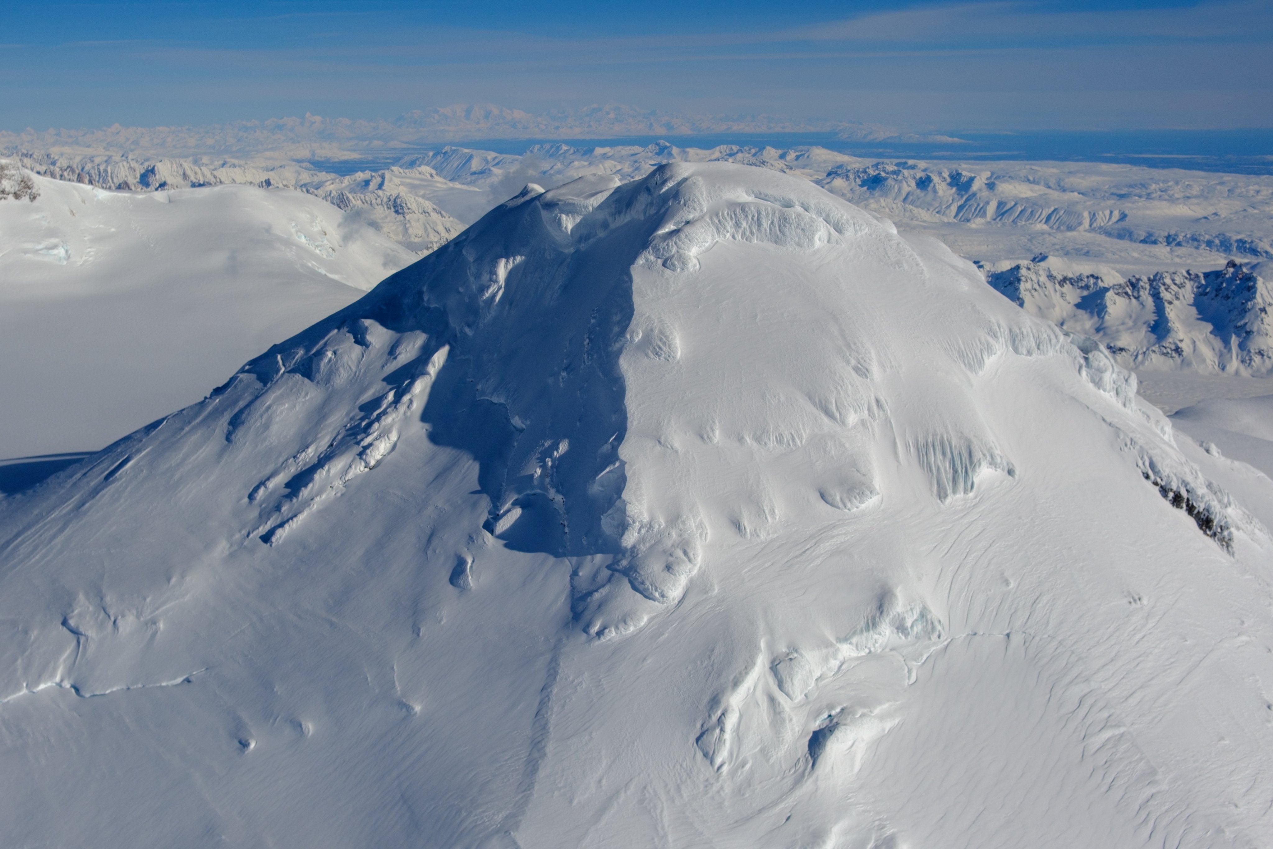 Alaska's Spurr volcano is seen in this aerial image from the Alaska Volcano Observatory. The last time the volcano erupted was 1992