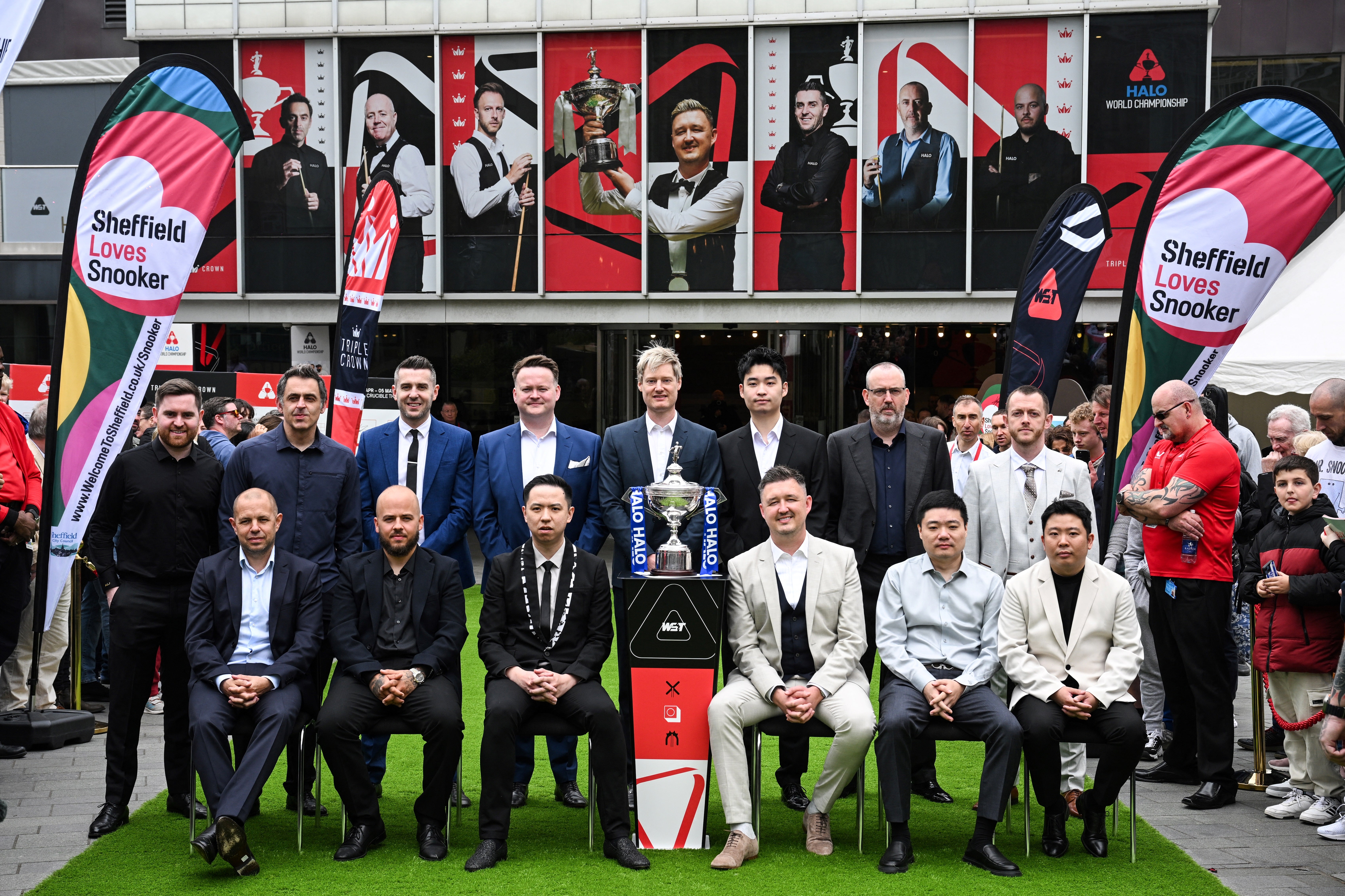 Both men were at the Crucible Theatre in Sheffield on Friday for the media day ahead of the World Snooker Championship