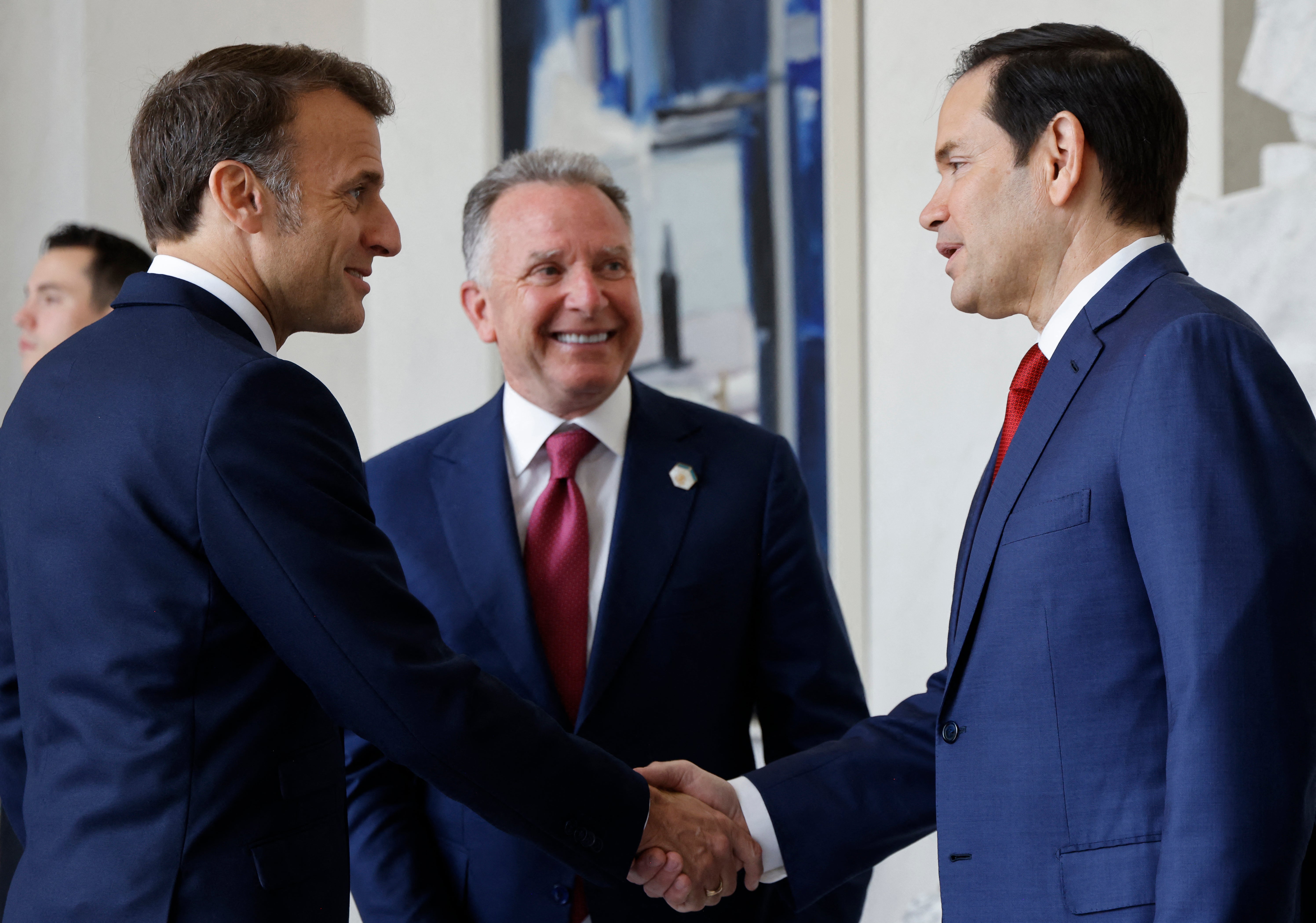 Steve Witkoff, center, with French President Emmanuel Macron, left, and U.S. Secretary of State Marco Rubio. A former Trump administration member said Witkoff was a ‘nice guy’ – but had a less complimentary assessment of his abilities