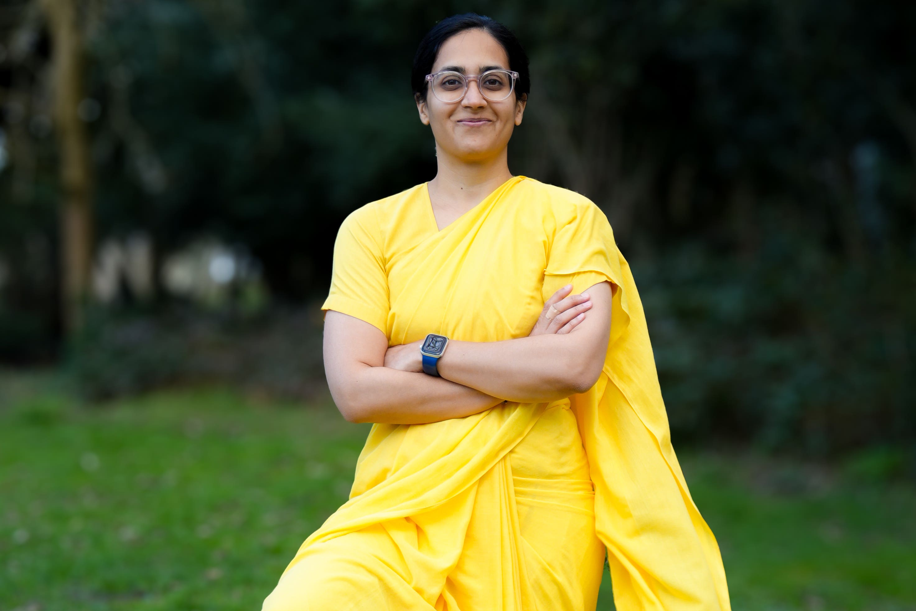 Brahmacharini Shripriya Chaitanya is running her first London Marathon (Chinmaya Mission/PA)