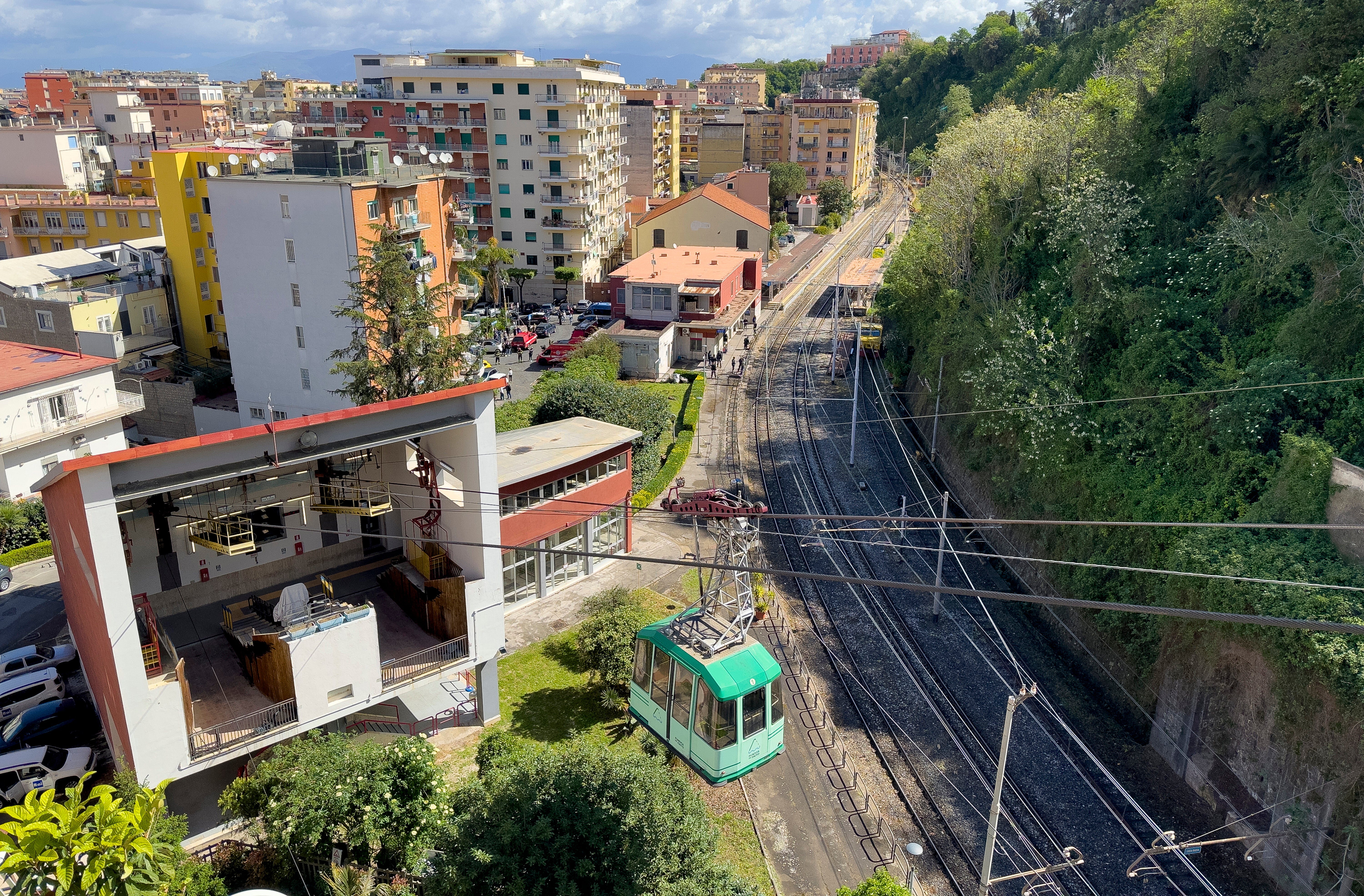 The Monte Faito cable car departure station in Castellammare di Stabia
