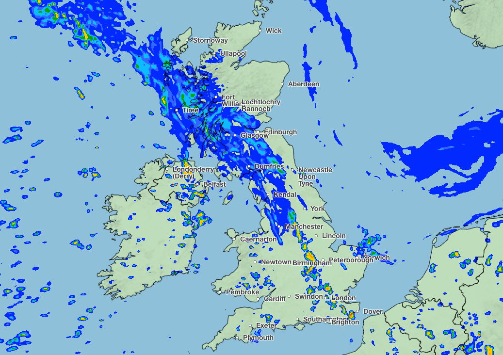 Rain showers will sweep across the country on Easter Monday
