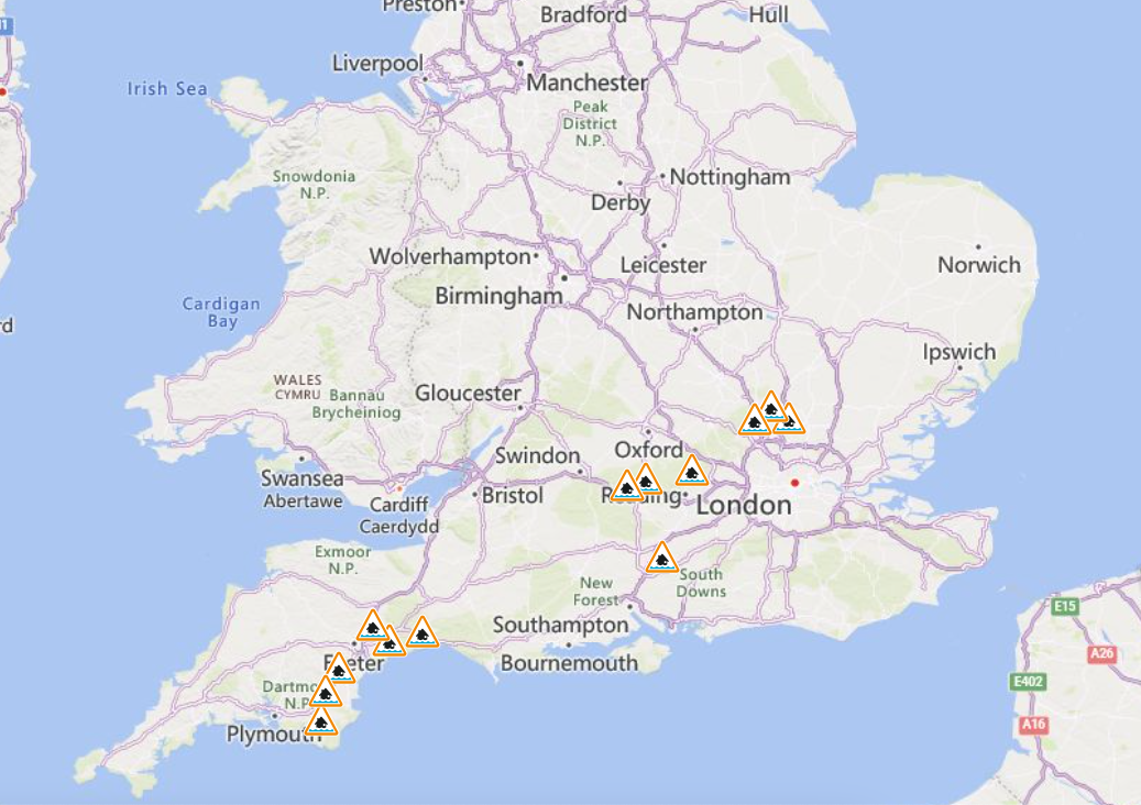 Flood alerts for parts of England following heavy rain on Friday
