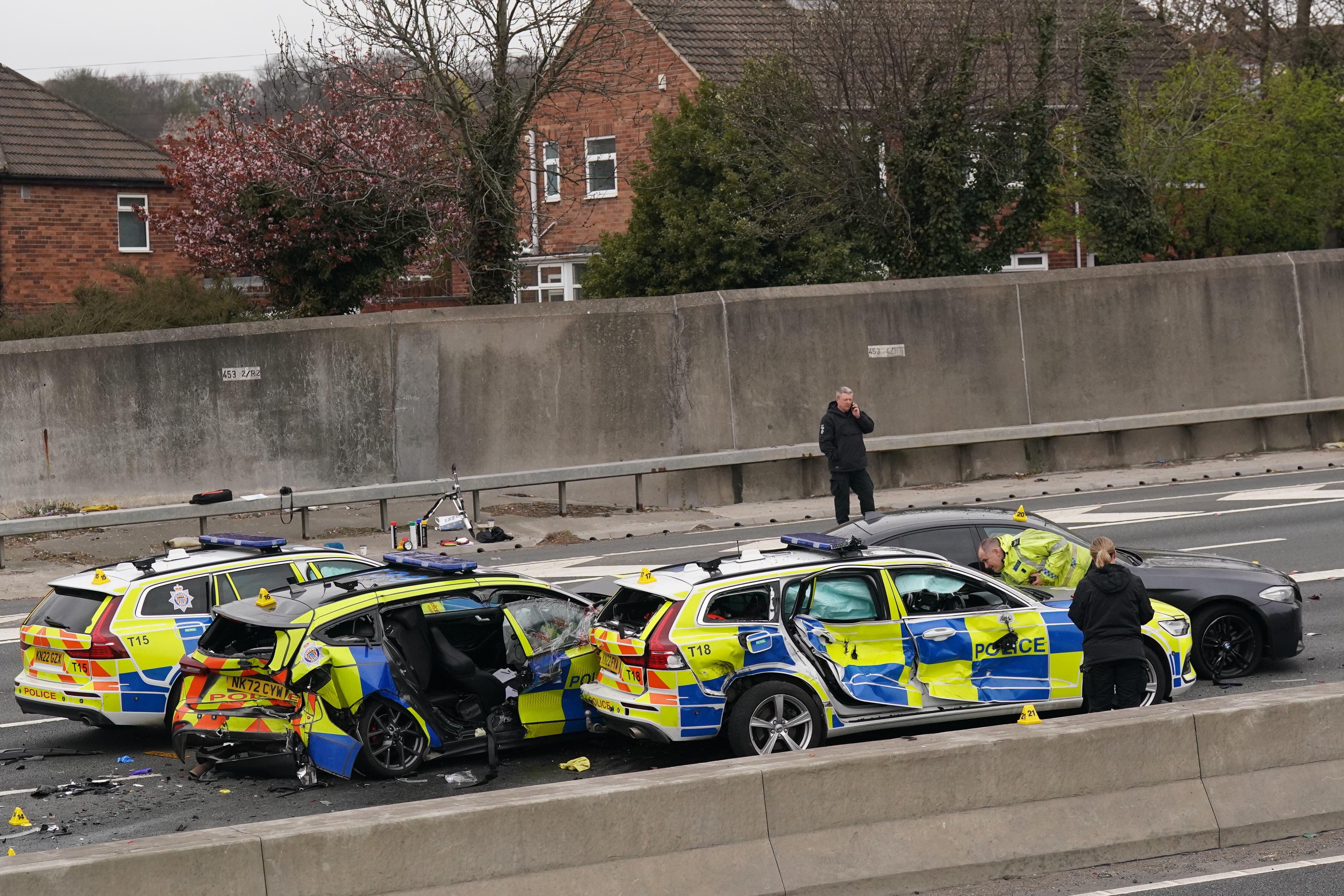 The scene on the A1, which was shut in both directions on Tyneside, following a major collision (Owen Humphreys/PA)