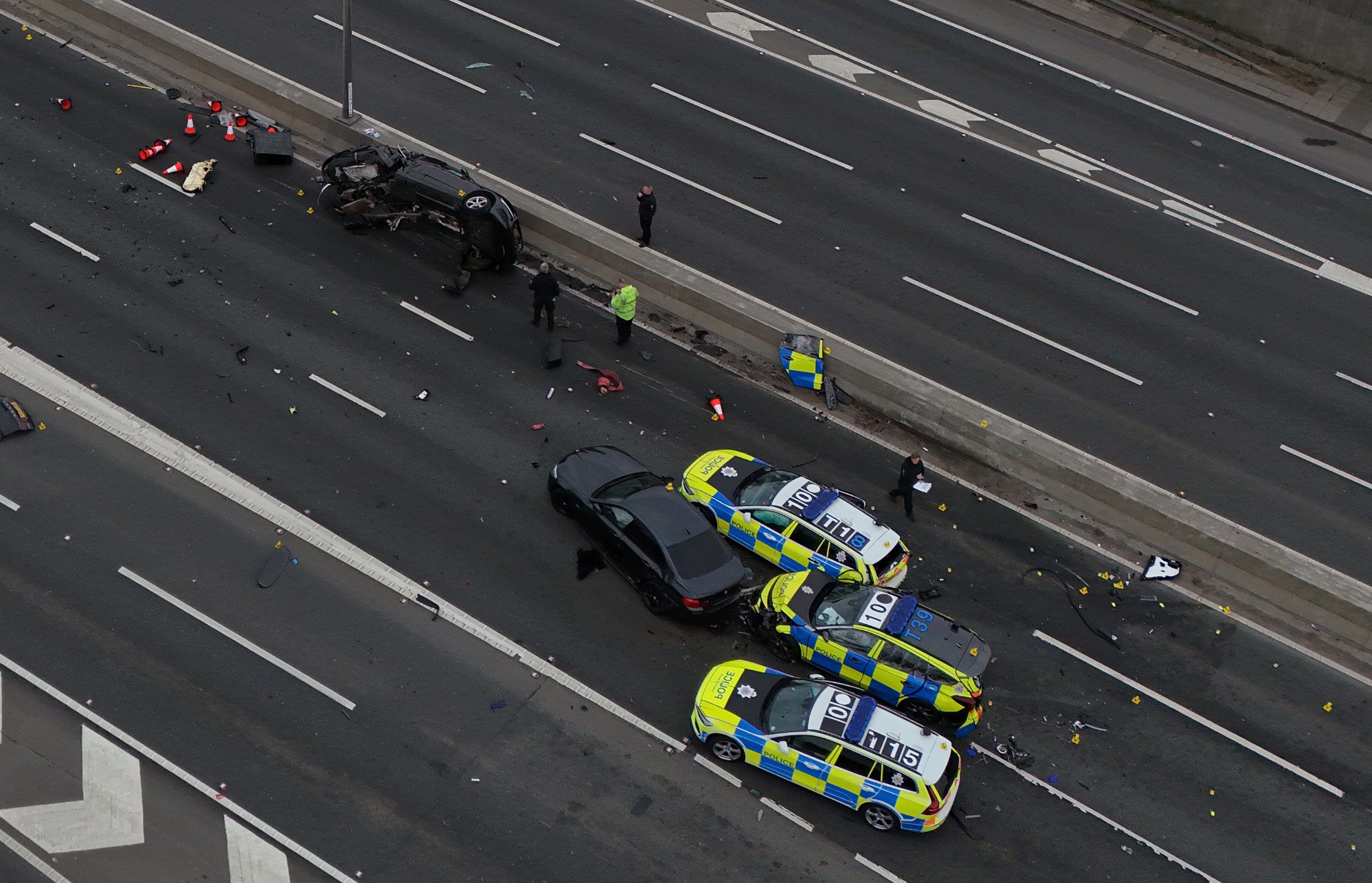 The scene on the A1 after the crash on 9 April