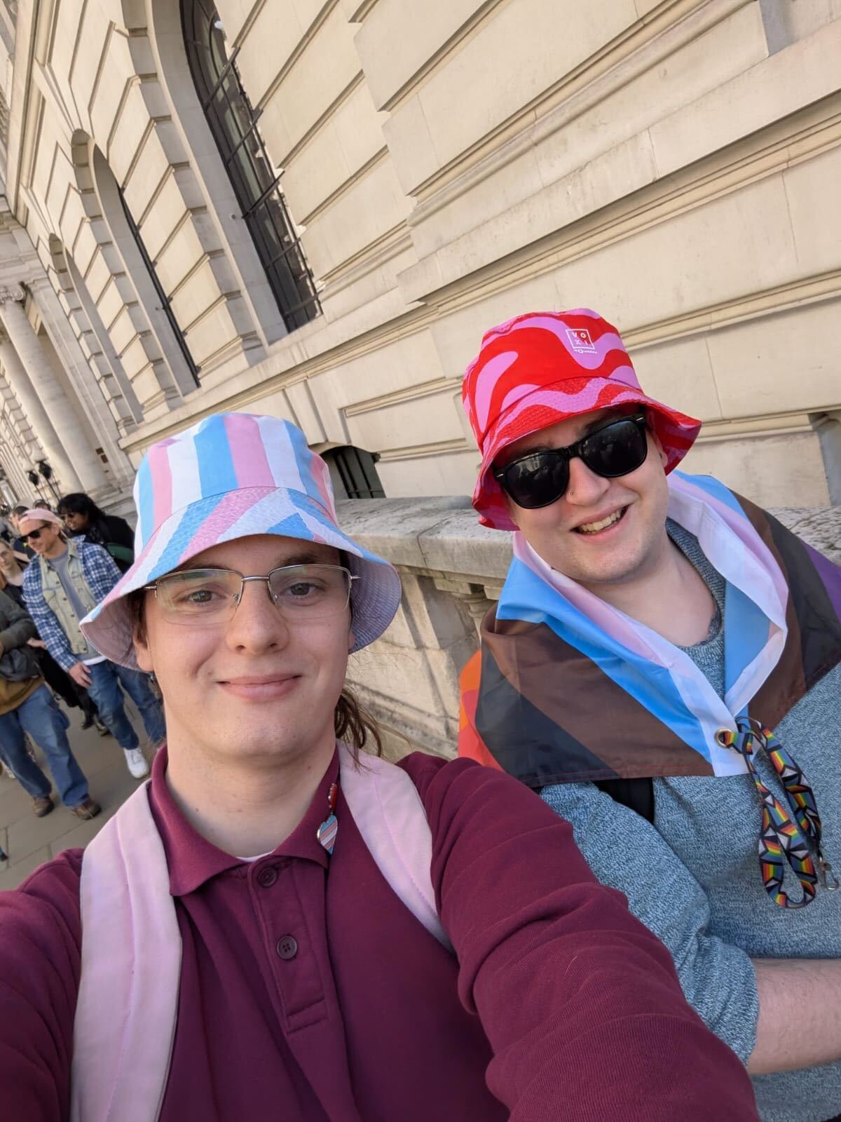 Avery Greatorex, left, attended the demonstration in central London on Saturday