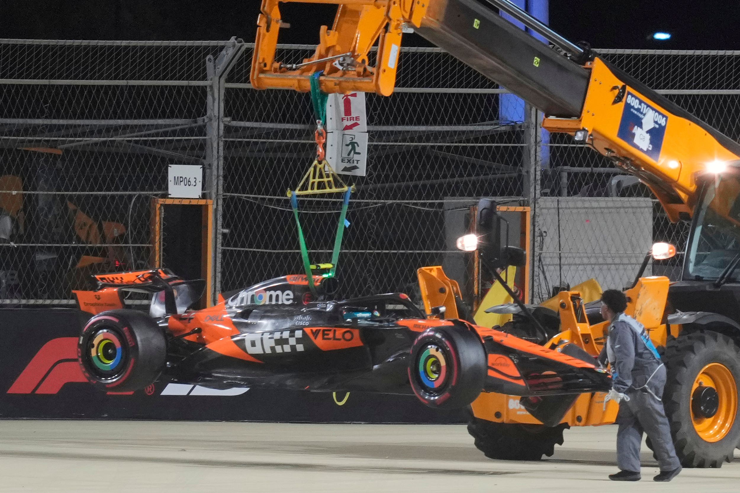 Norris crashed out during the final part of qualifying (AP Photo/Altaf Qadri)