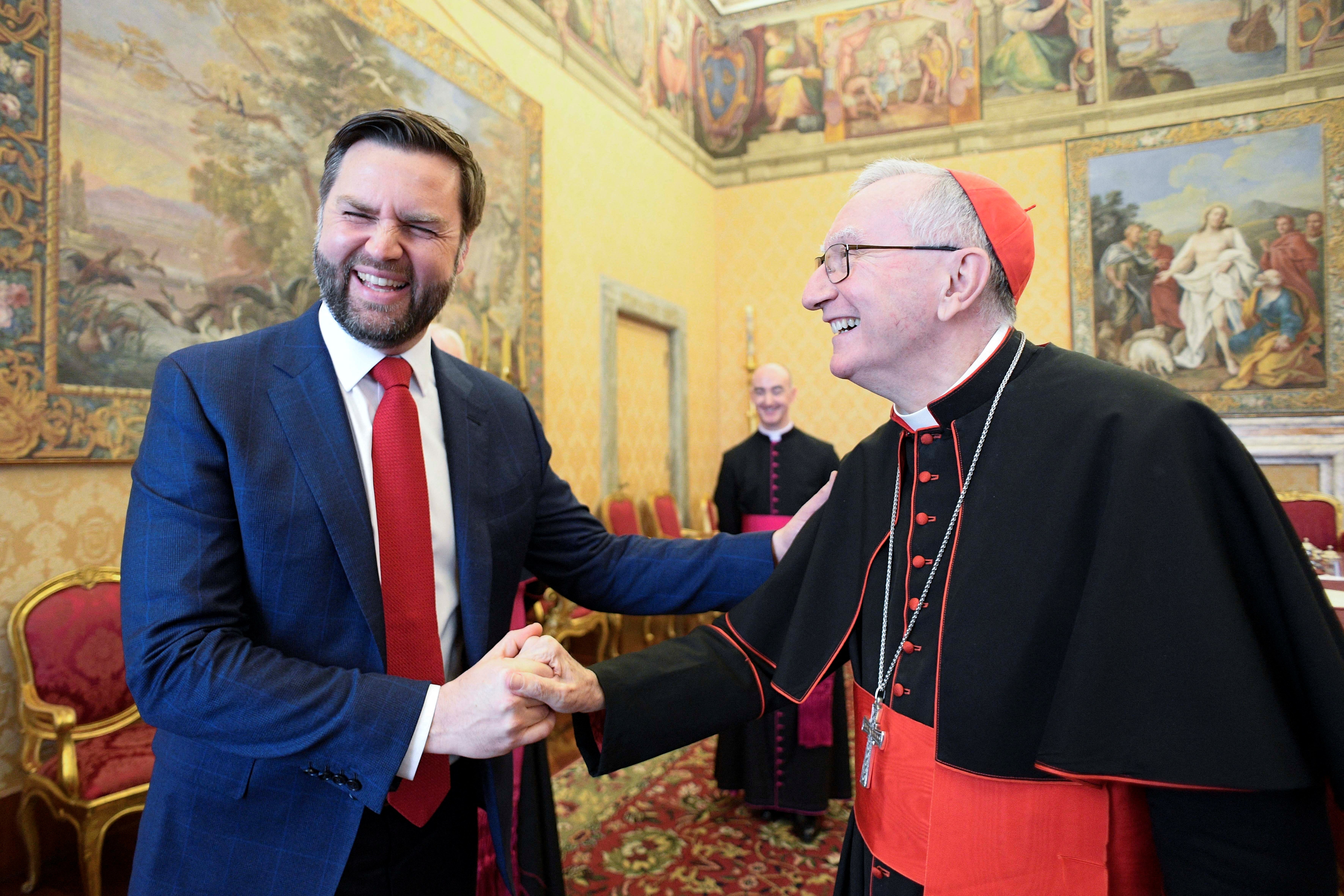 U.S. Vice President JD Vance and the Vatican's Secretary of State Cardinal Pietro Parolin