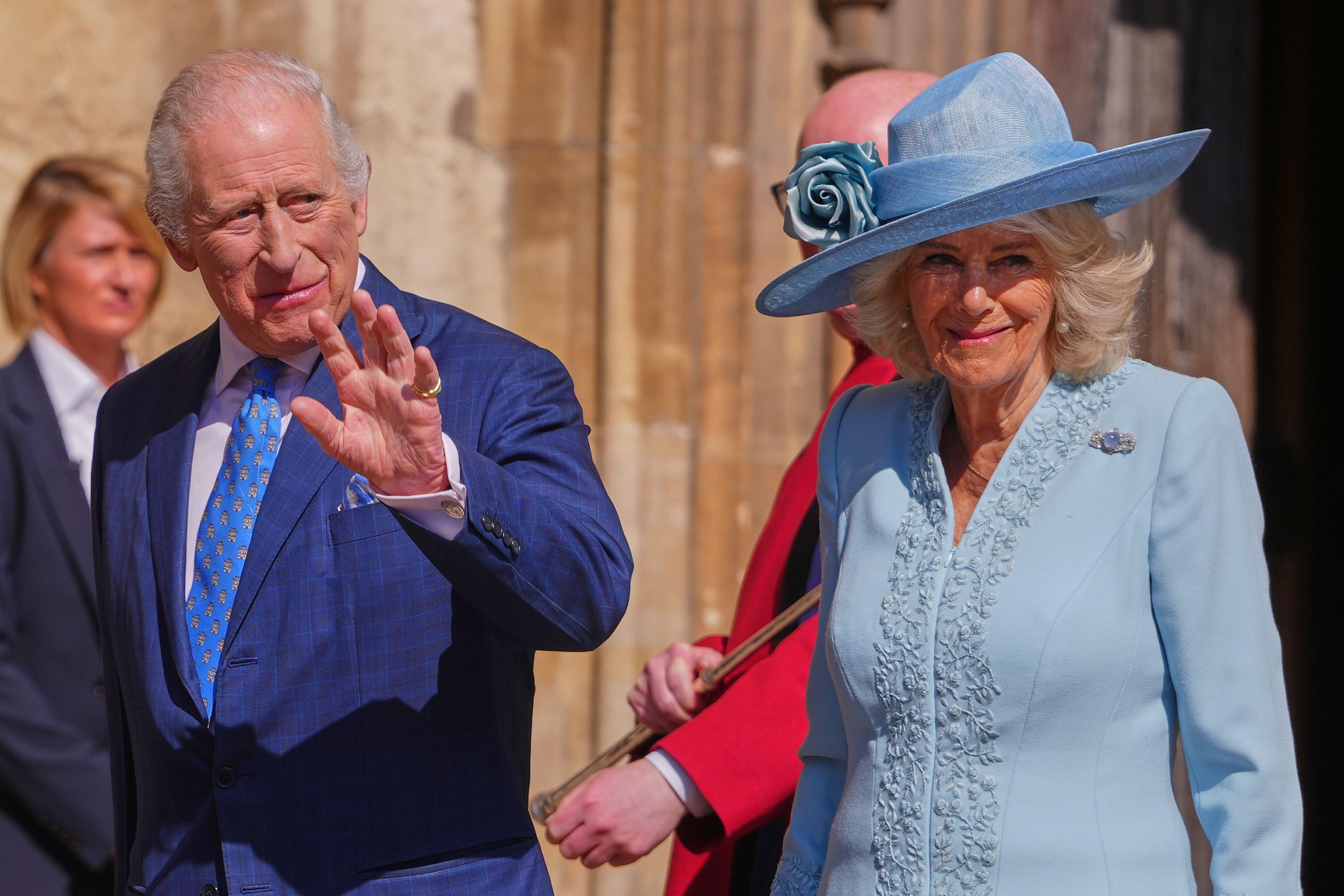 King Charles and Queen Camilla attend the Easter Mattins service at St George’s Chapel in Windsor Castle, Berkshire, on Sunday