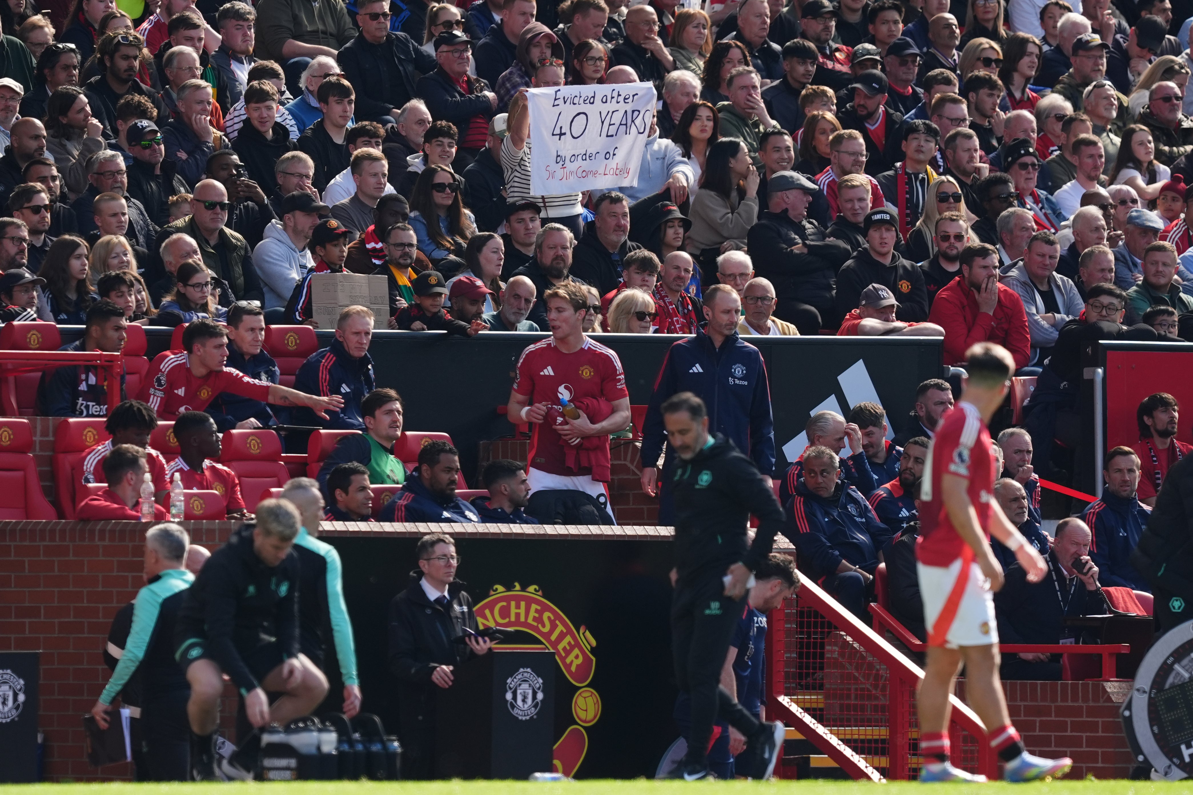 Fans staged a protest in front of the directors’ box