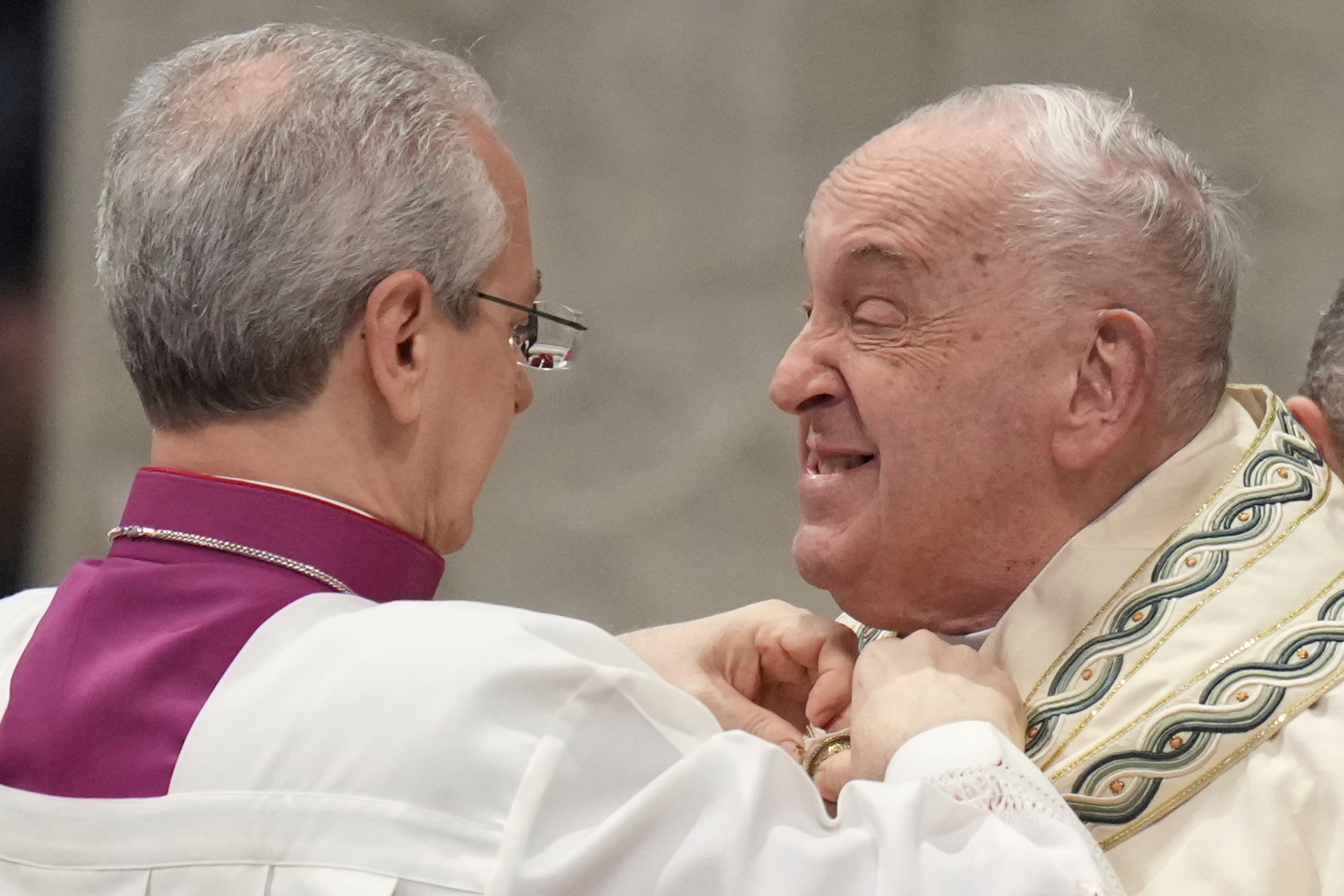 Pope Francis as he arrives for a mass in St. Peter's Basilica at The Vatican on New Year's Day this year