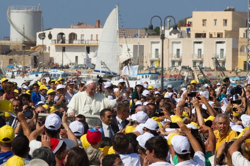 Pope Francis on his first trip outside of Rome, in Lampedusa