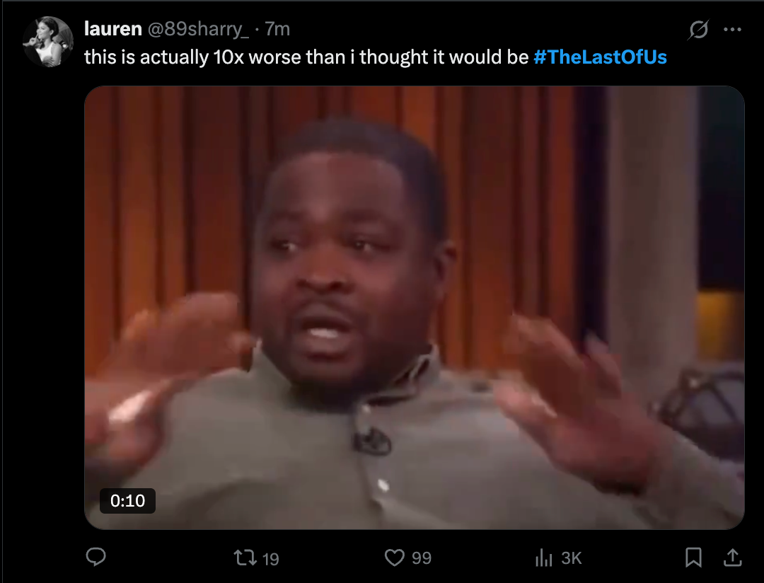 The Last of Us reaction on X