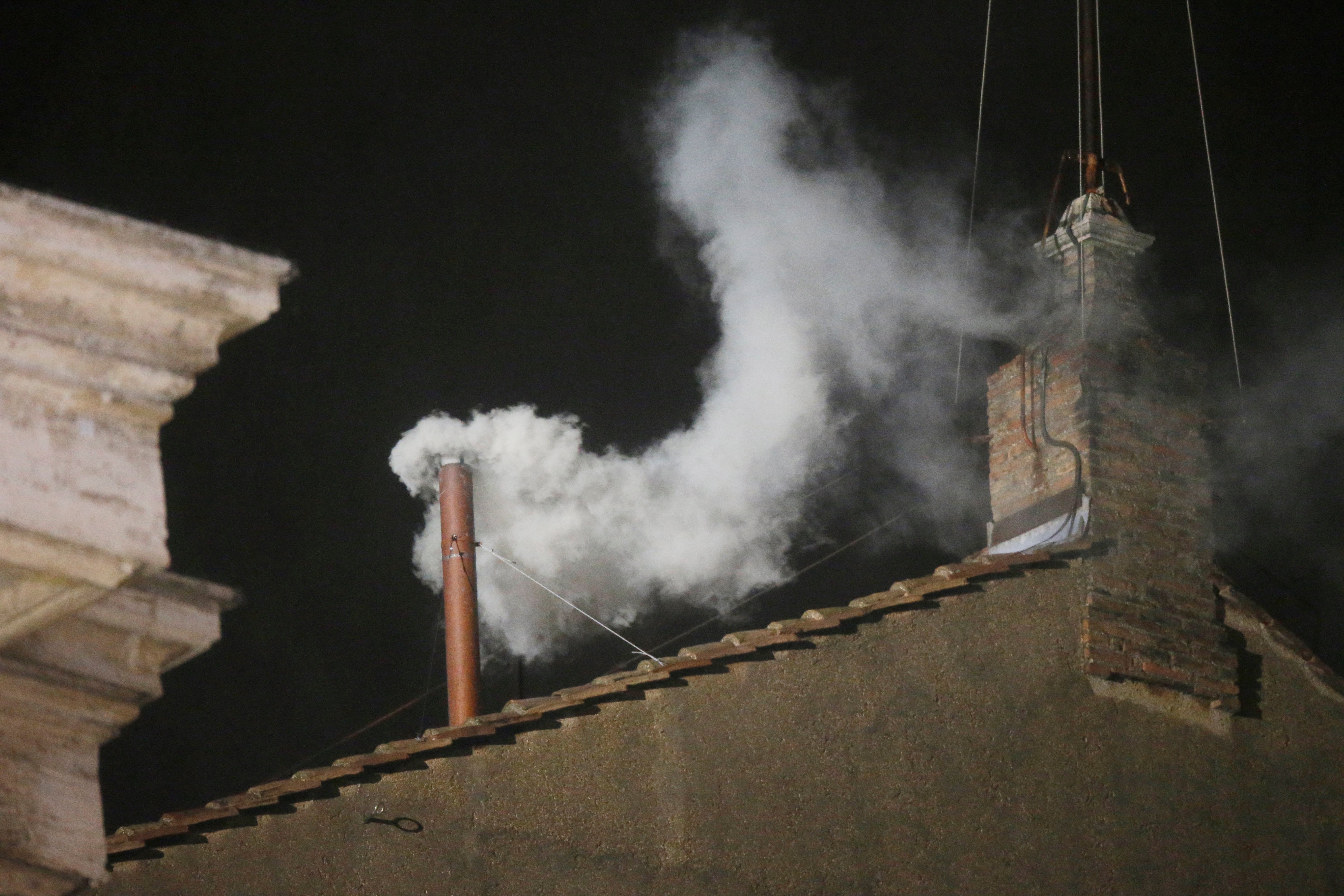 White smoke was seen billowing out from the chimney of the Sistine Chapel in 2013