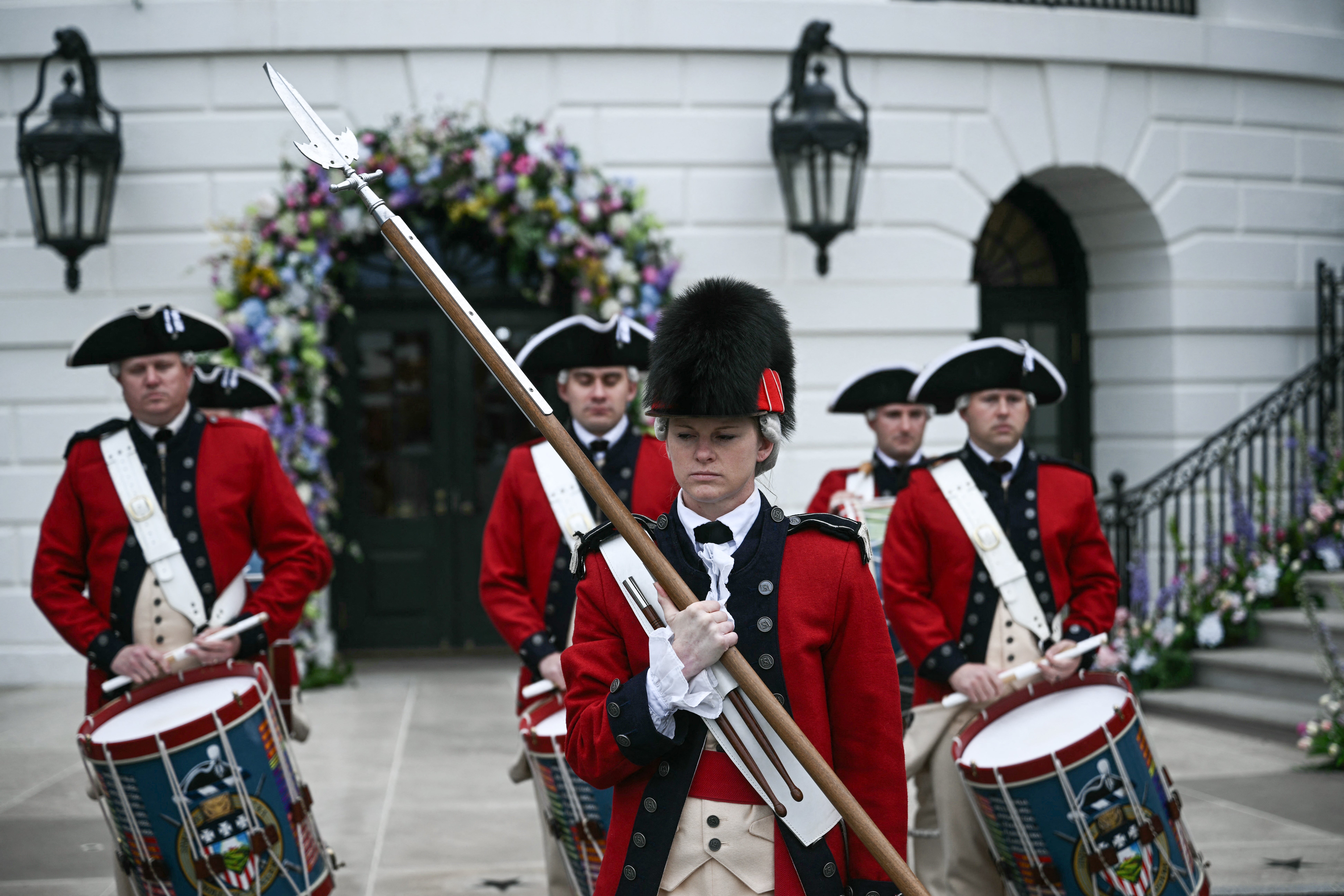 Members of the US Army Old Guard Fife and Drum Corps performed during the Easter event. The Marine Band was first included during the presidency of Benjamin Harrison in 1889