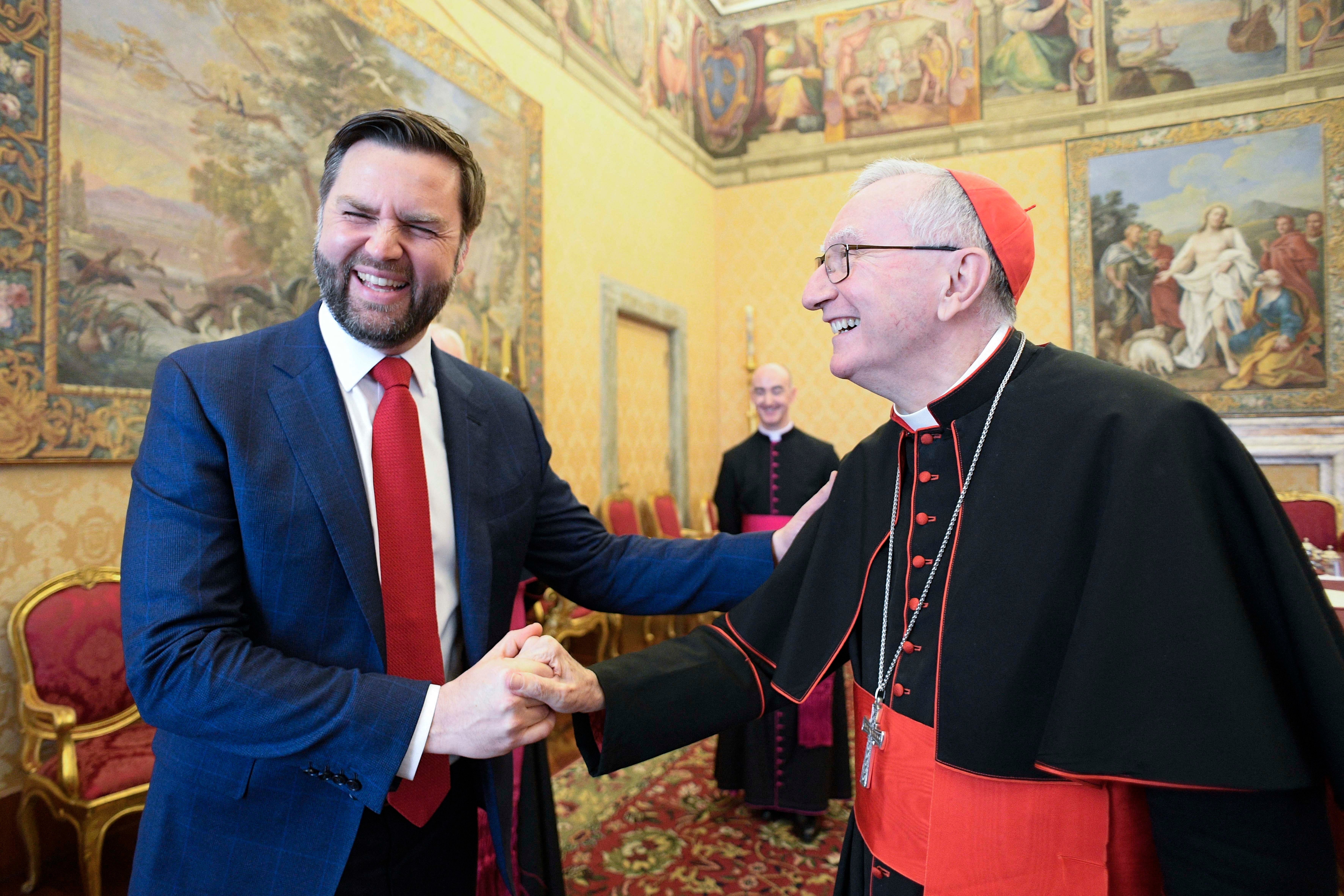 Parolin welcomes US Vice President JD Vance at the Vatican