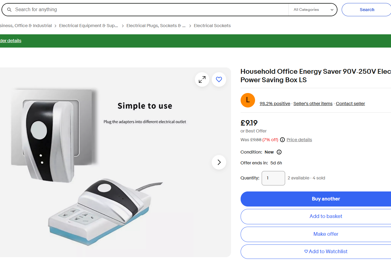 An ad for an energy saving plug on eBay (Which?/PA)