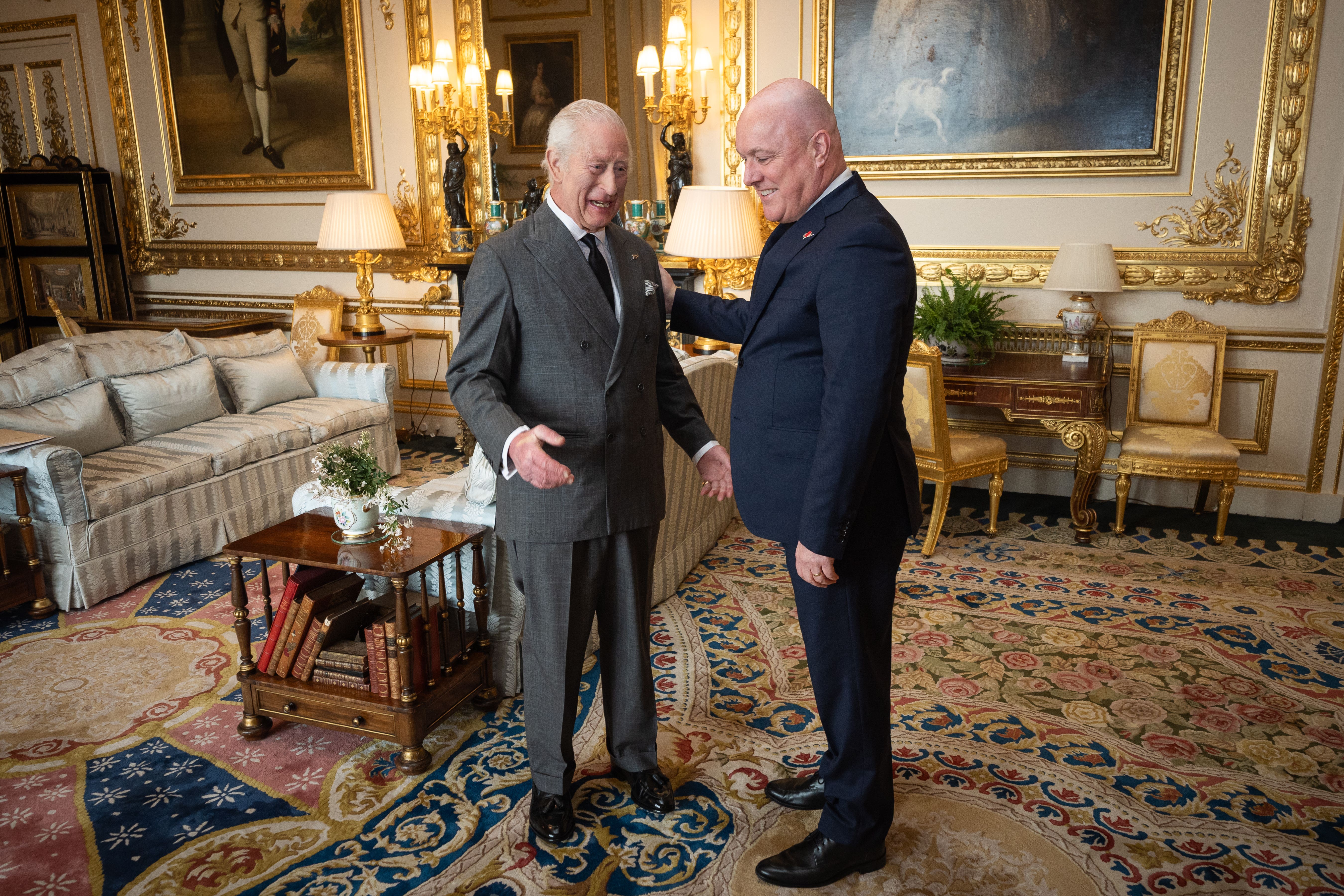 The King during an audience with the prime minister of New Zealand, Christopher Luxon, at Windsor Castle (Aaron Chown/PA)