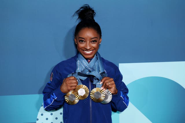<p>Biles won three golds and a silver in Paris</p>