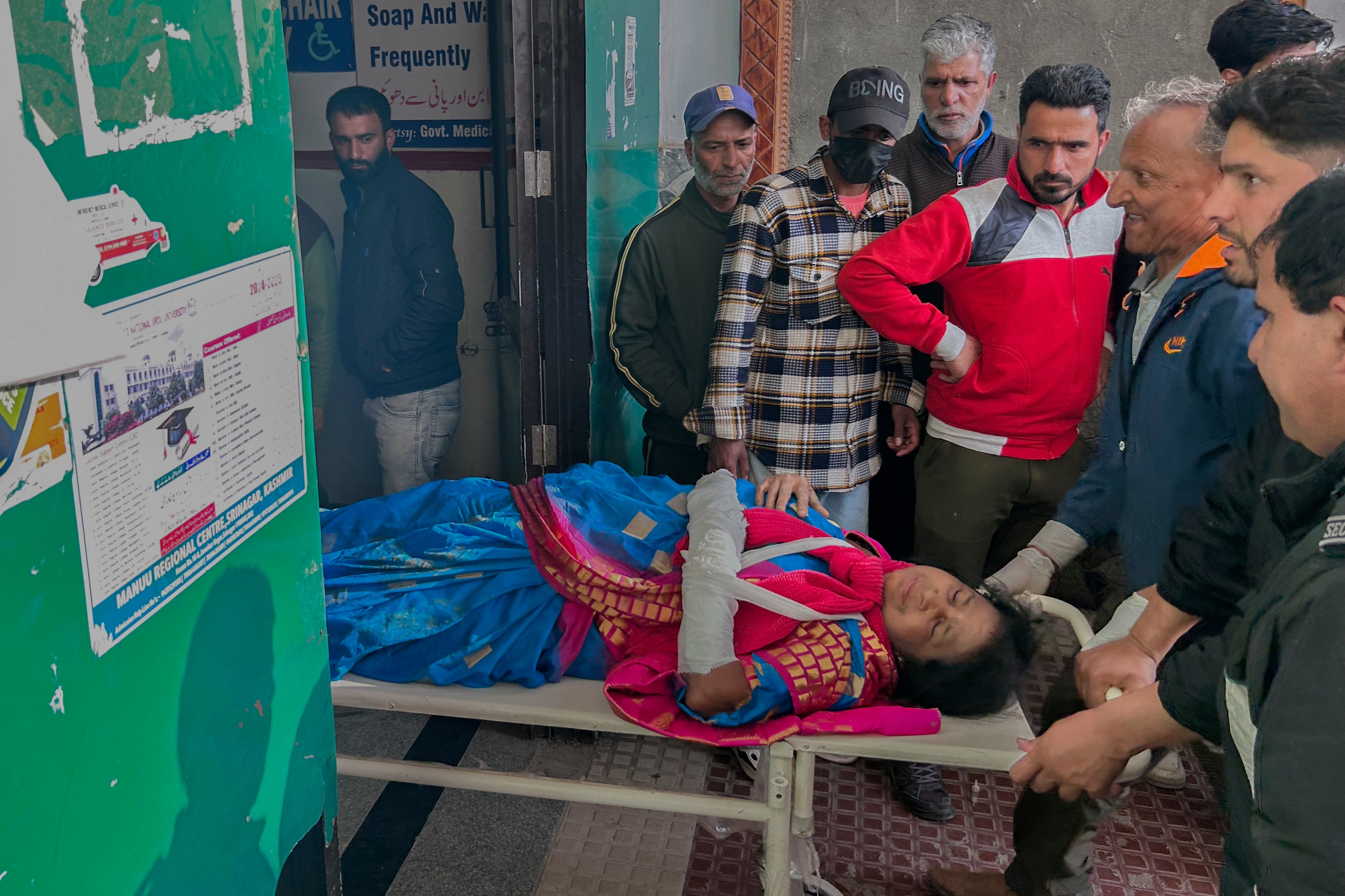 An injured tourist at a hospital in Anantnag near Pahalgam