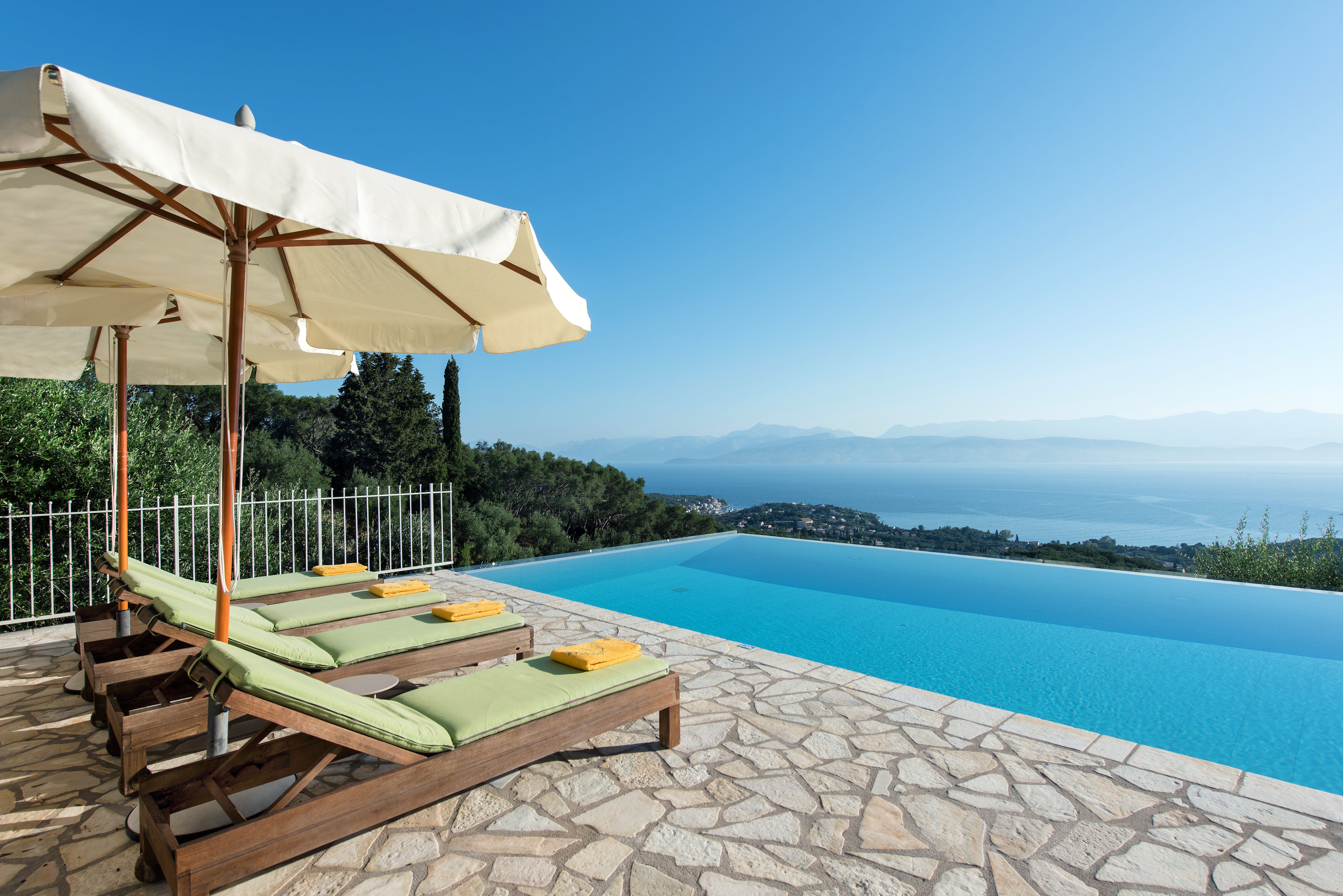 For a true slice of luxury, head to Oleandar in Corfu, complete with infinity pool, incredible views and chef service