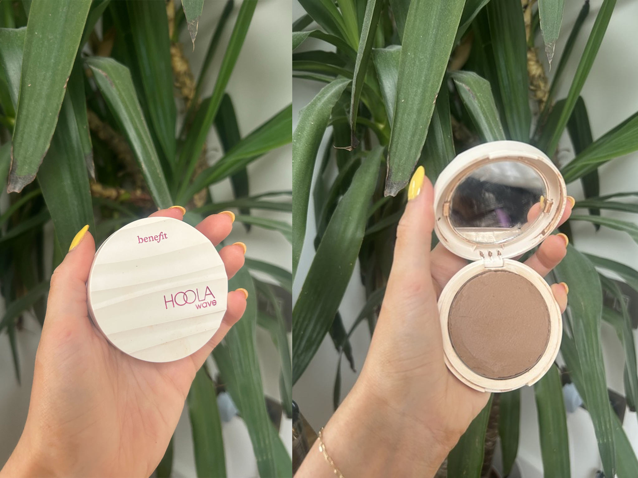The compact includes a mirror for easy application