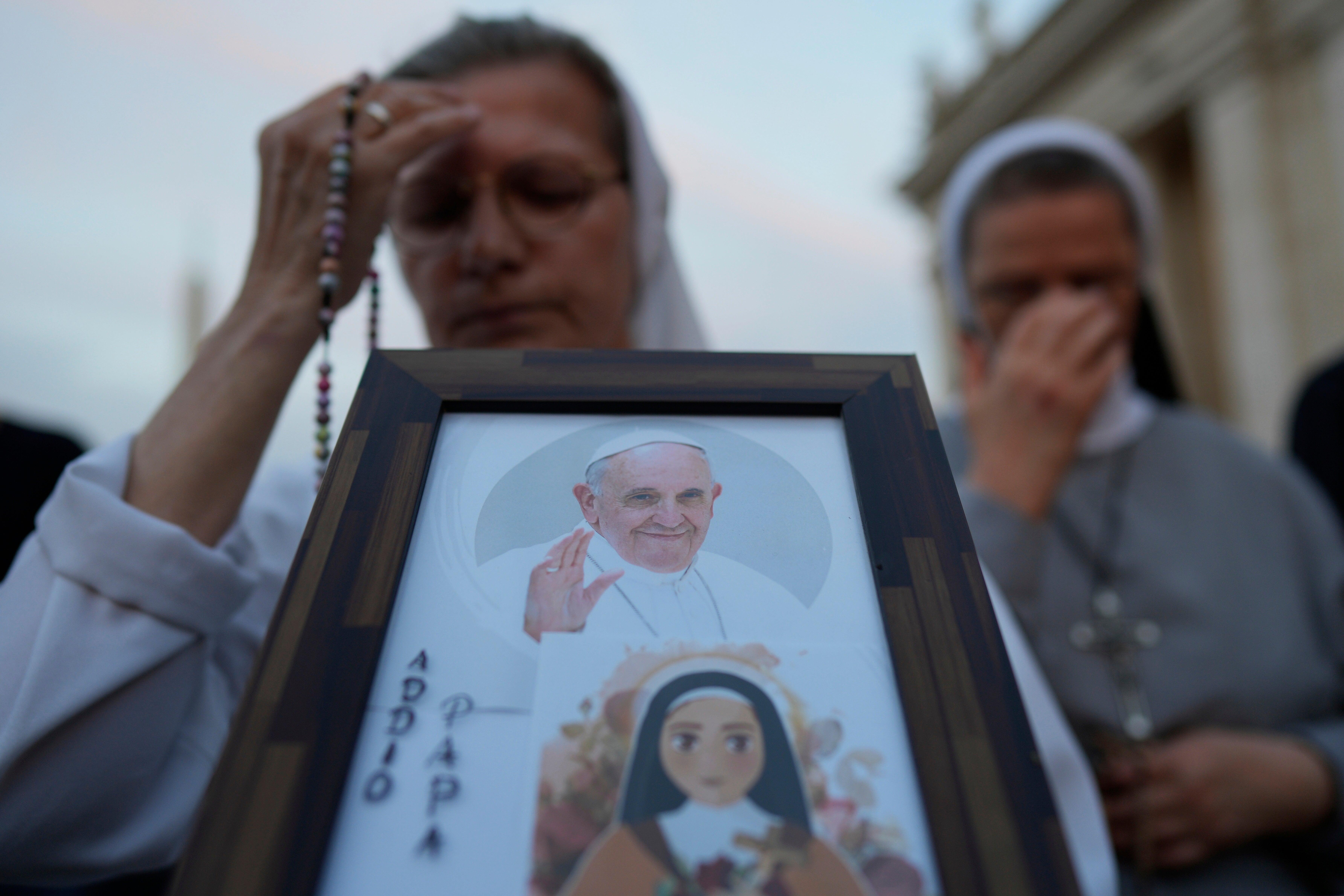 Nuns in St Peter’s Square on Tuesday