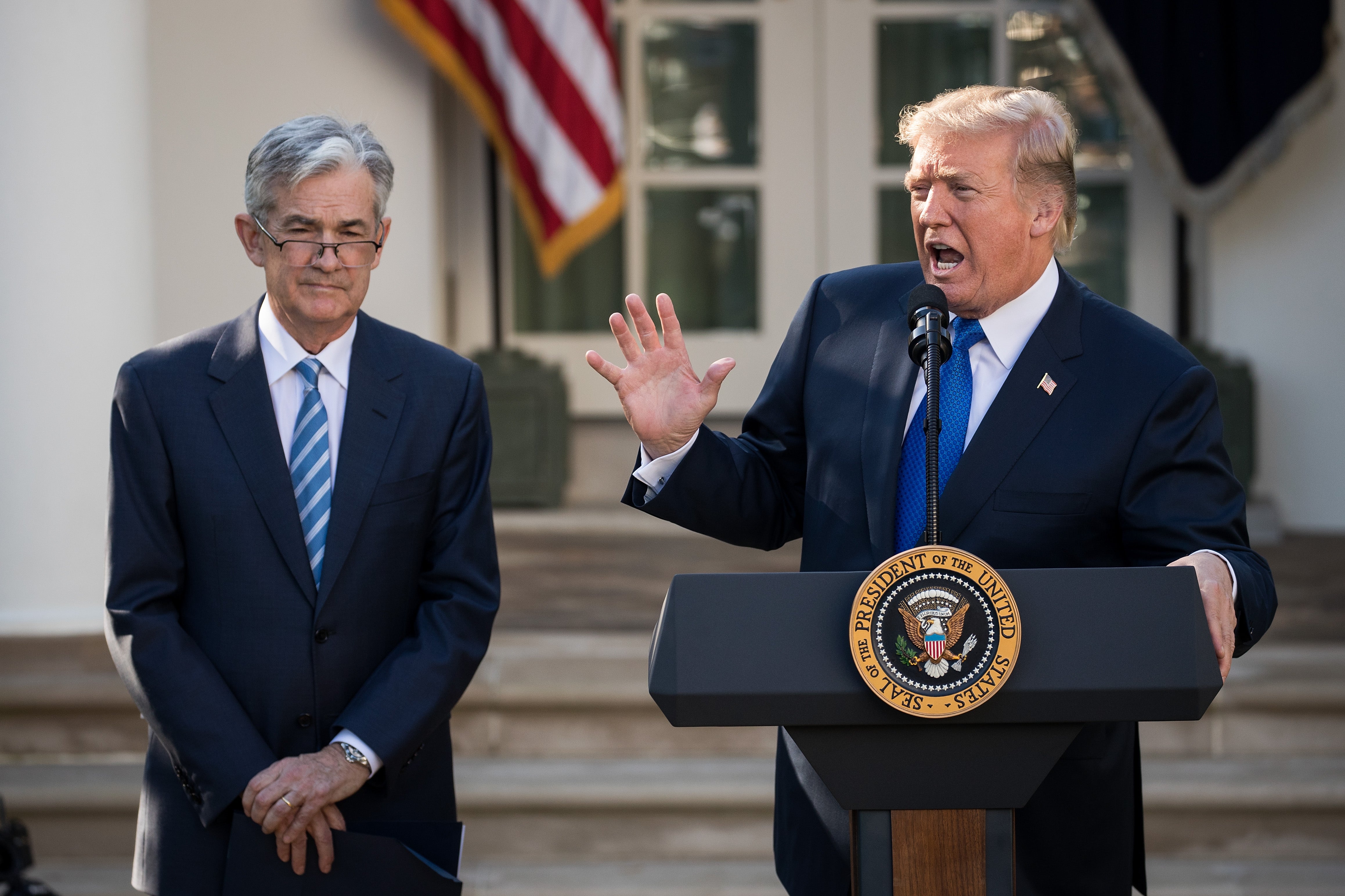 Jerome Powell and Donald Trump