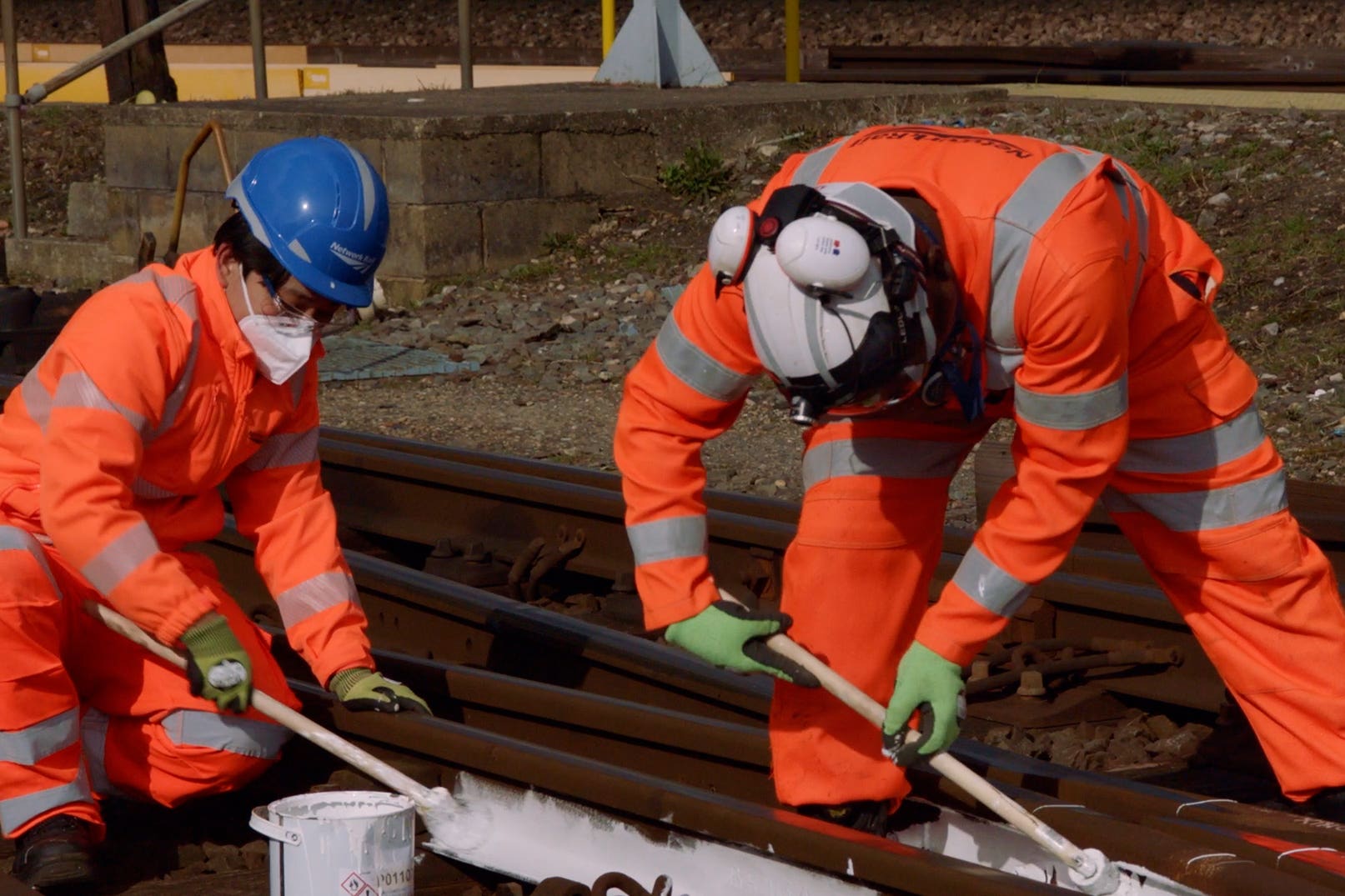 Around 1,500 litres of white paint is being applied to railway tracks to prepare for hot weather (Network Rail/PA)