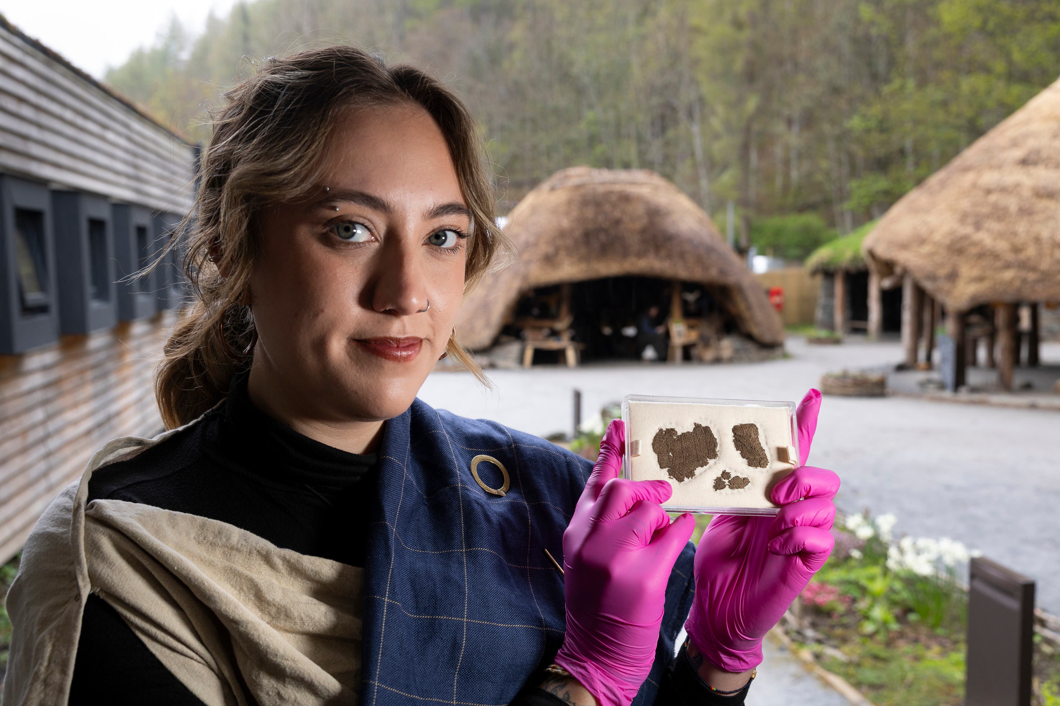 The rare textile fragments are on show at the Scottish Crannog Centre (Martin Shields/PA)